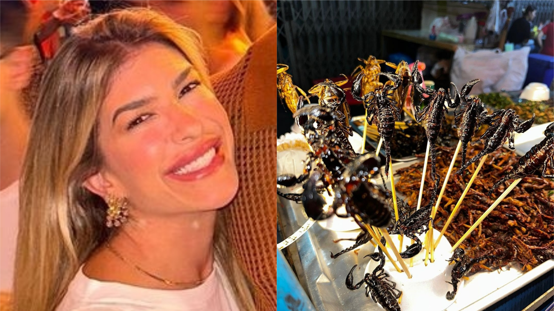 Lore Improta explica motivo de não comer espetinho de escorpião na Tailândia: “Coragem”