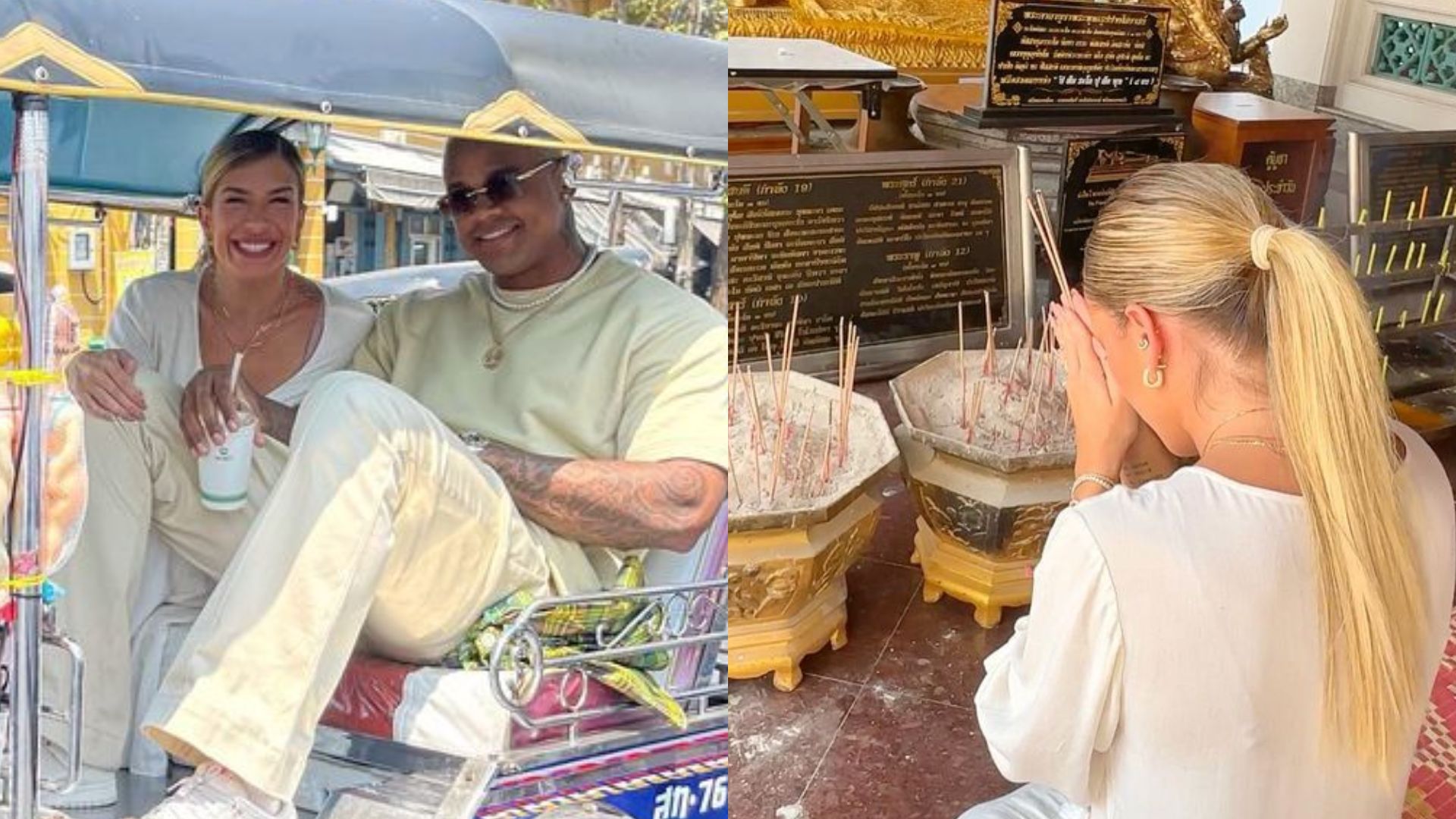 Lore Improta e Léo Santana visitam o maior templo religioso da Tailândia e detalhe chama atenção: “Olha o pézinho!