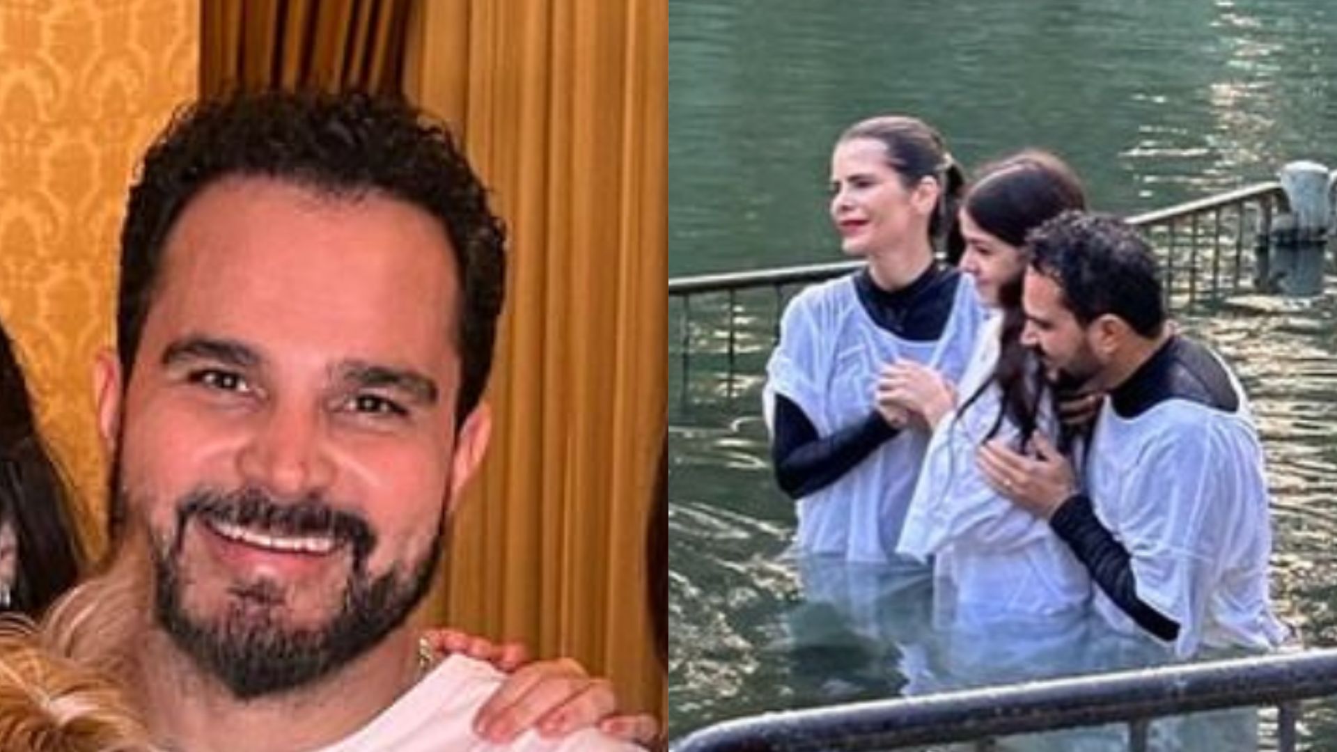 Luciano Camargo é batizado junto com a família em igreja evangélica: “Momento único”