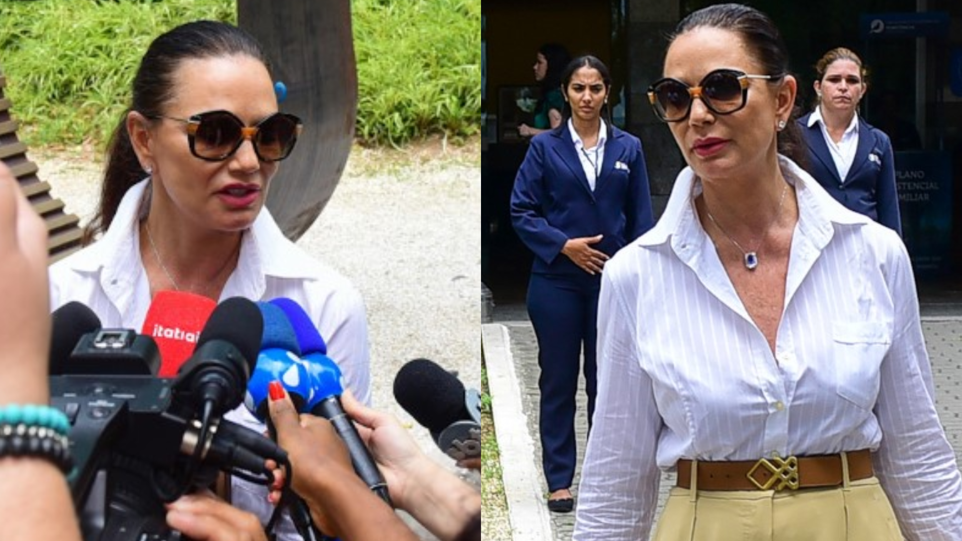 Após velório, Luiza Brunet fala sobre o estado das filhas de Gloria Maria
