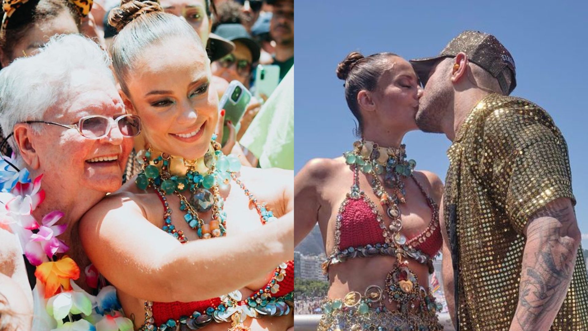 Paolla Oliveira aproveita bloco de Carnaval com Diogo Nogueira: ”Dia cheio de amor”