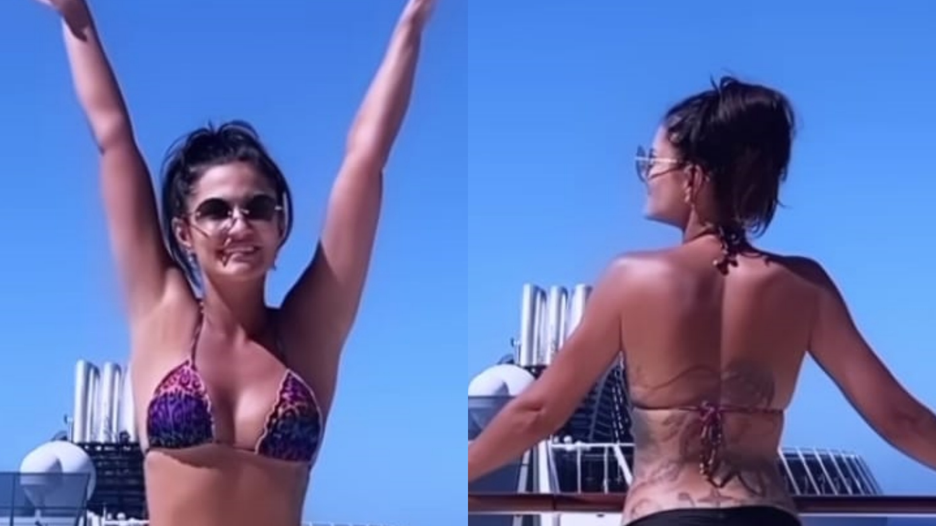 Paula Barbosa ostenta bumbum perfeito ao surgir de biquíni fio-dental em cruzeiro: “Que corpo”