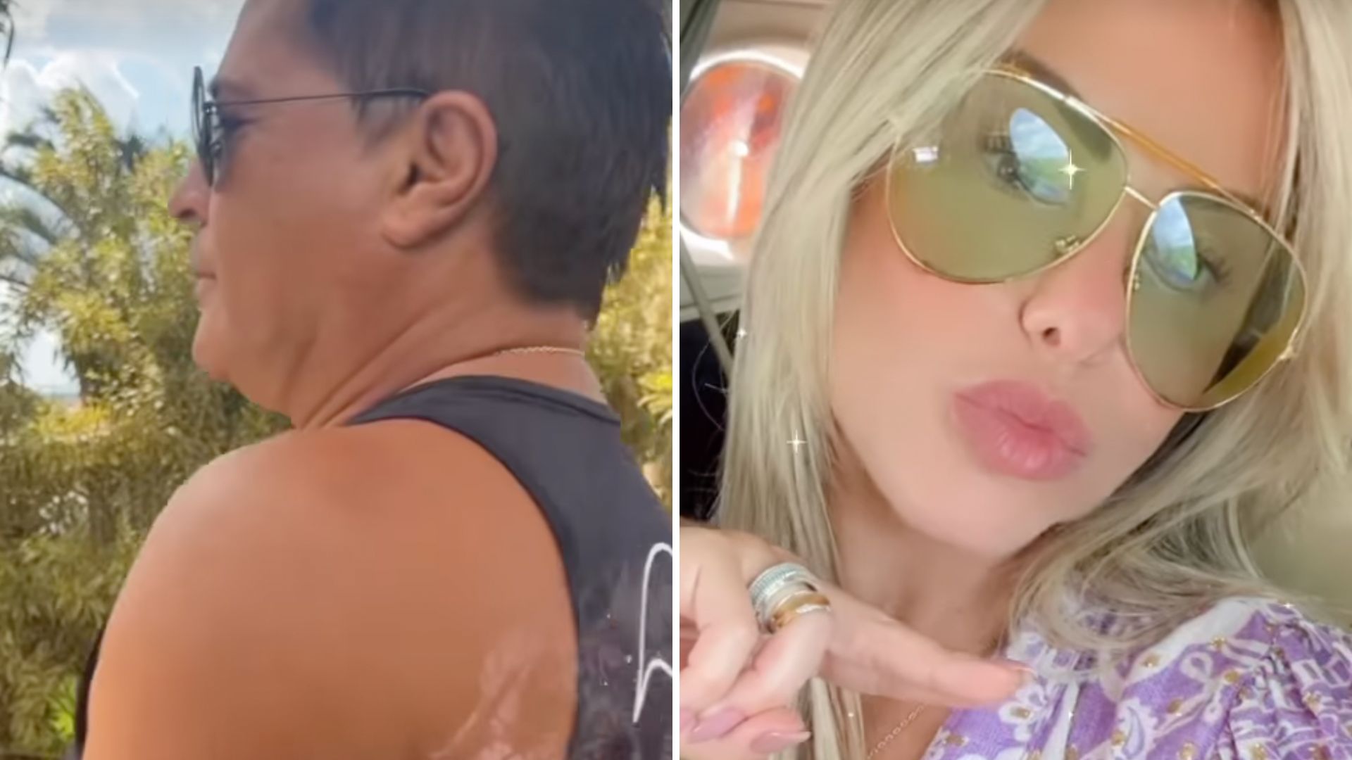 Leonardo faz pirraça para Poliana Rocha que reclama: “Só pra me irritar”