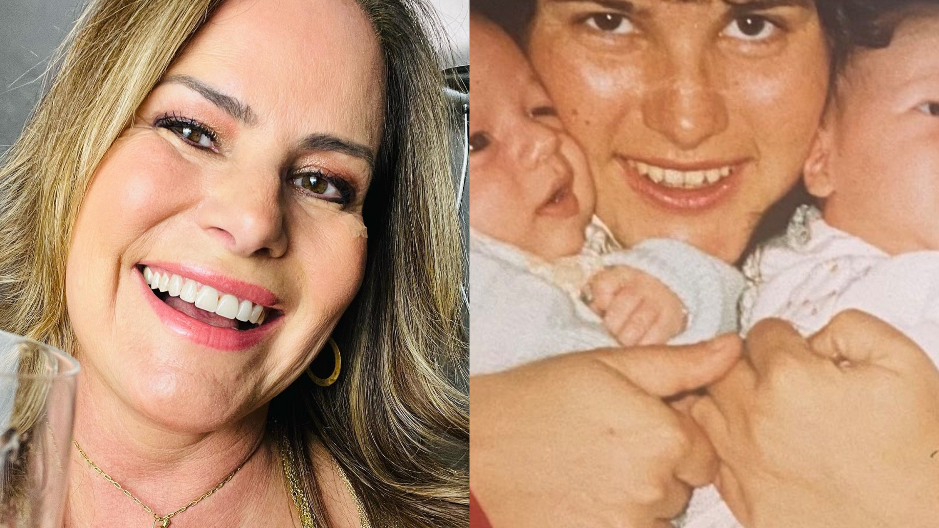 Renata Ceribelli surge irreconhecível em clique antigo com os filhos gêmeos