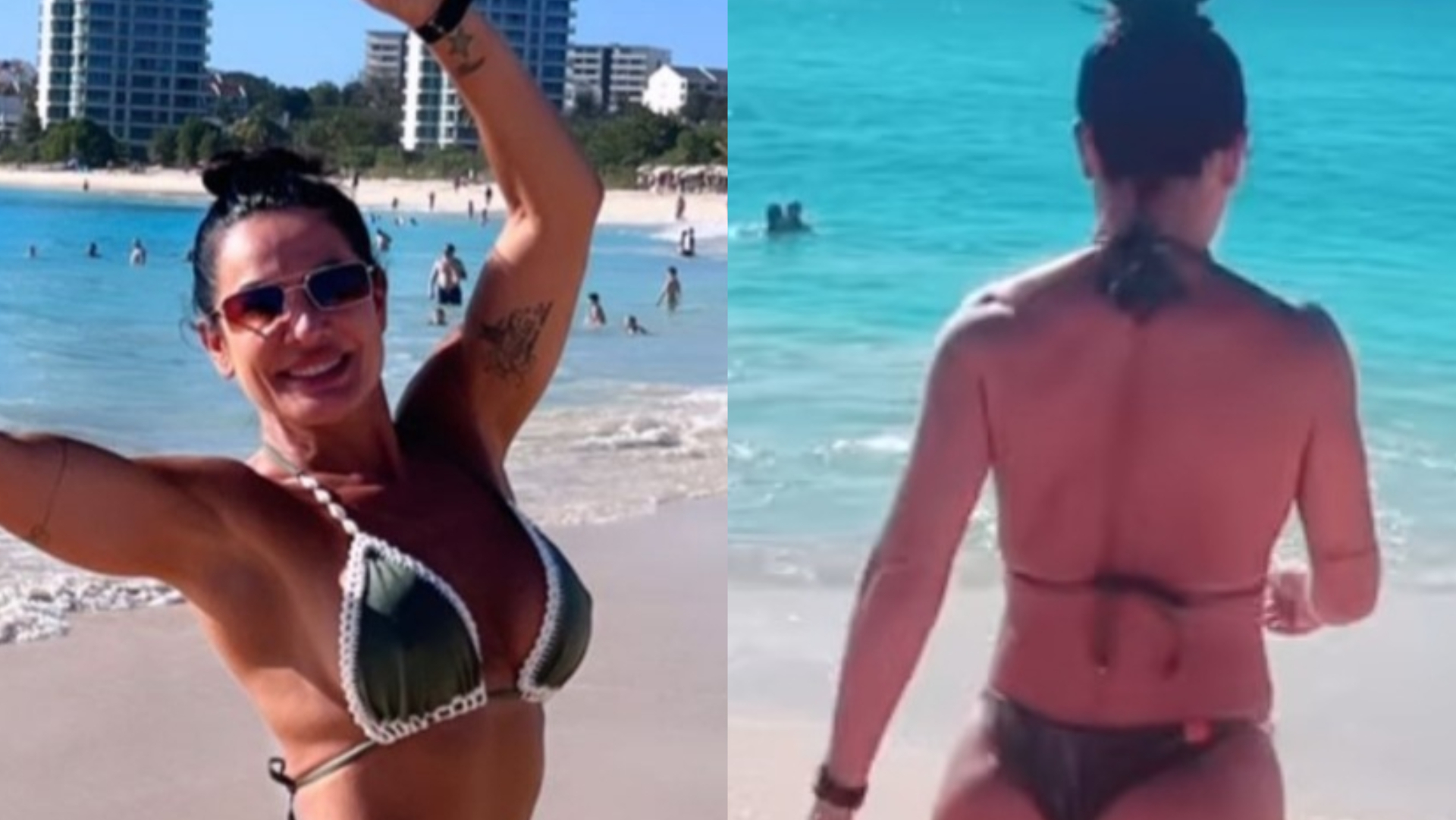 De biquíni, Scheila Carvalho exibe corpaço impressionante na praia