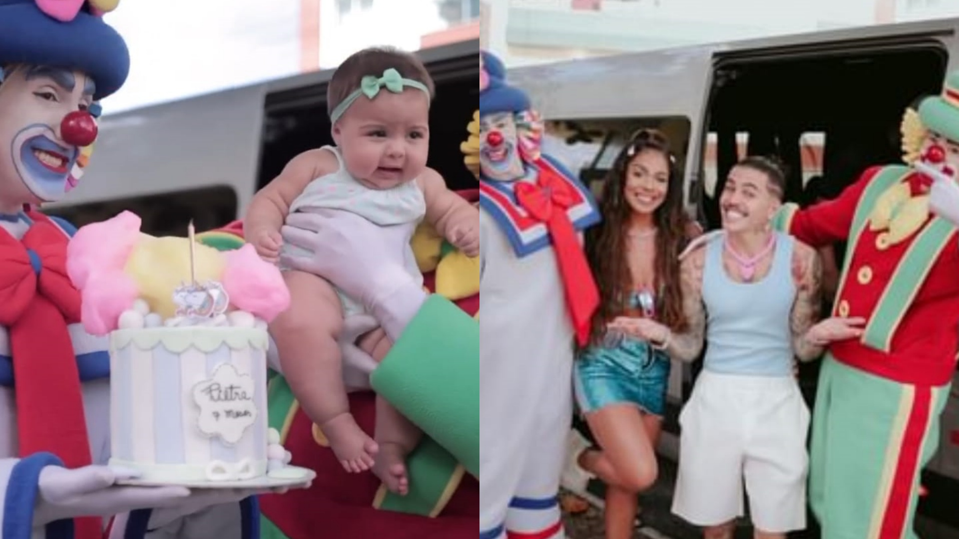 Com Patati e Patatá, Tays Reis e Biel comemoram o sétimo mês da filha: “Foi demais”