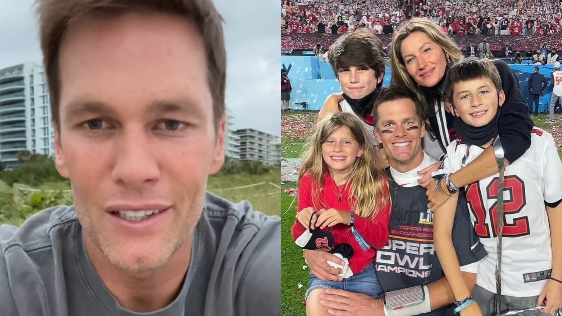 Tom Brady posta fotos com a família e se emociona ao anunciar aposentadoria