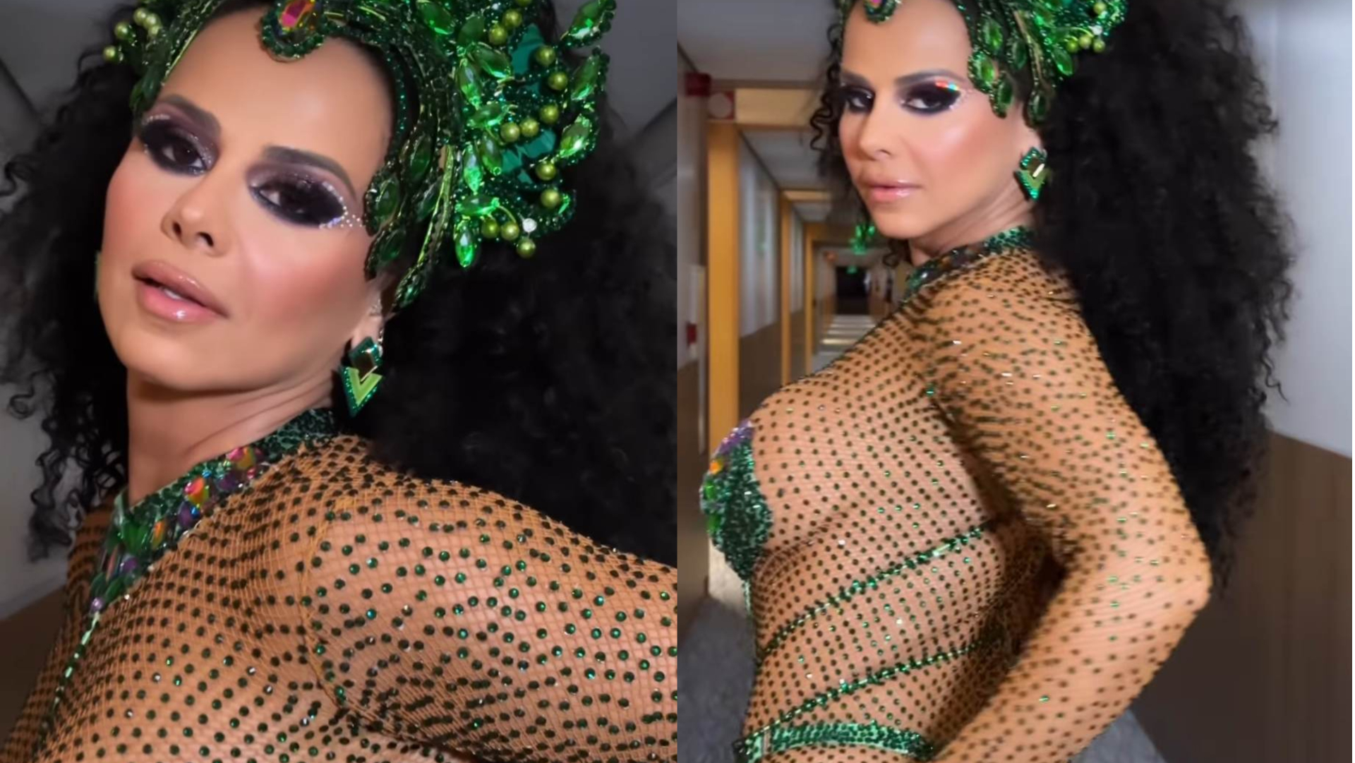 Meses após dar à luz, Viviane Araújo coloca corpaço para jogo em look transparente