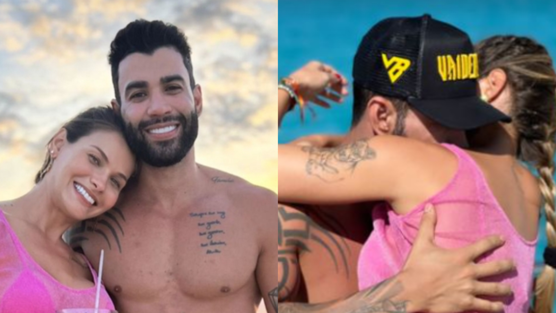 Nas Bahamas, Andressa Suita e Gusttavo Lima surgem coladinhos em passeio de barco