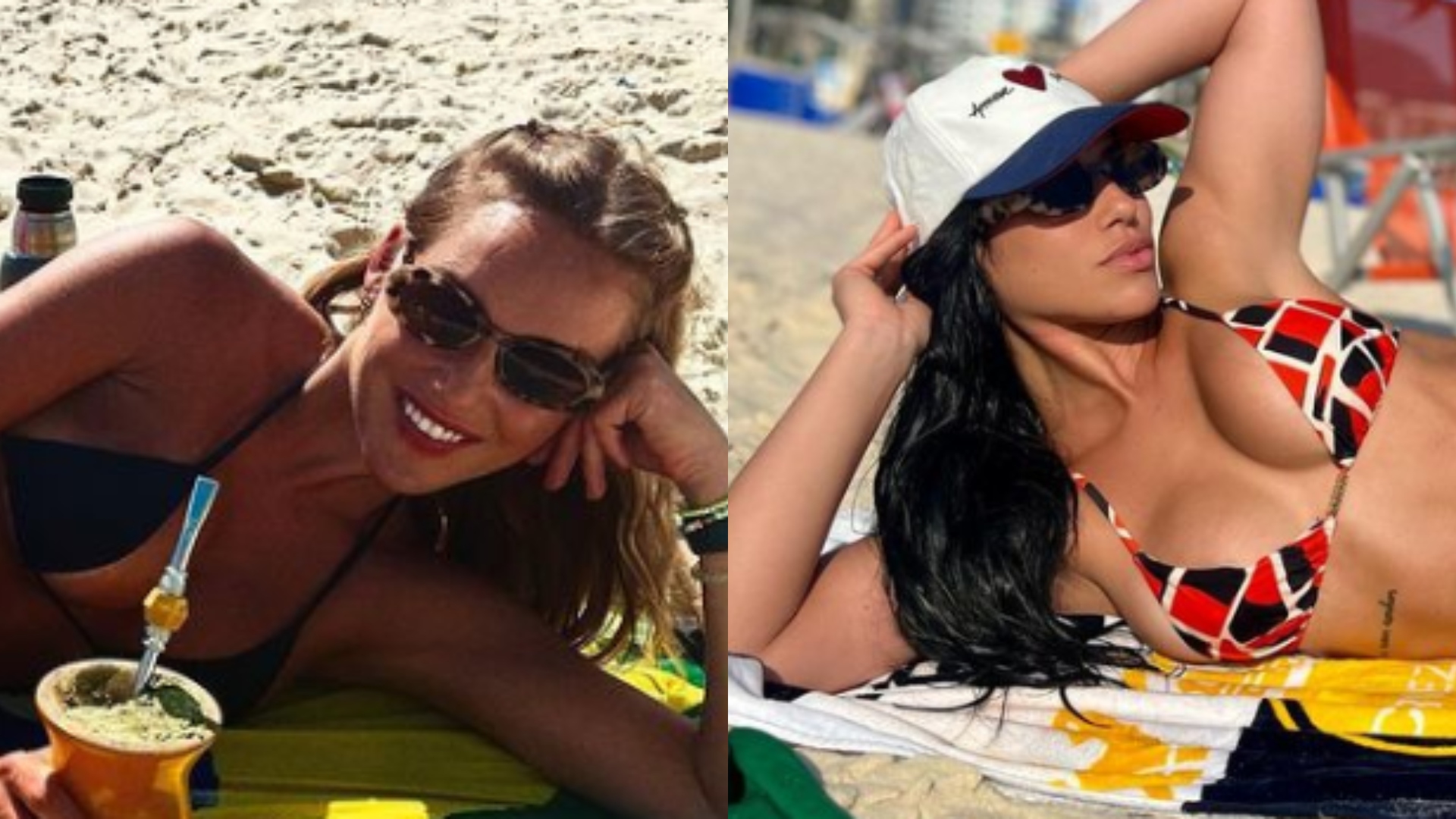 Bárbara Heck e Larissa Tomásia curtem dia de calor no Rio tomando chimarrão