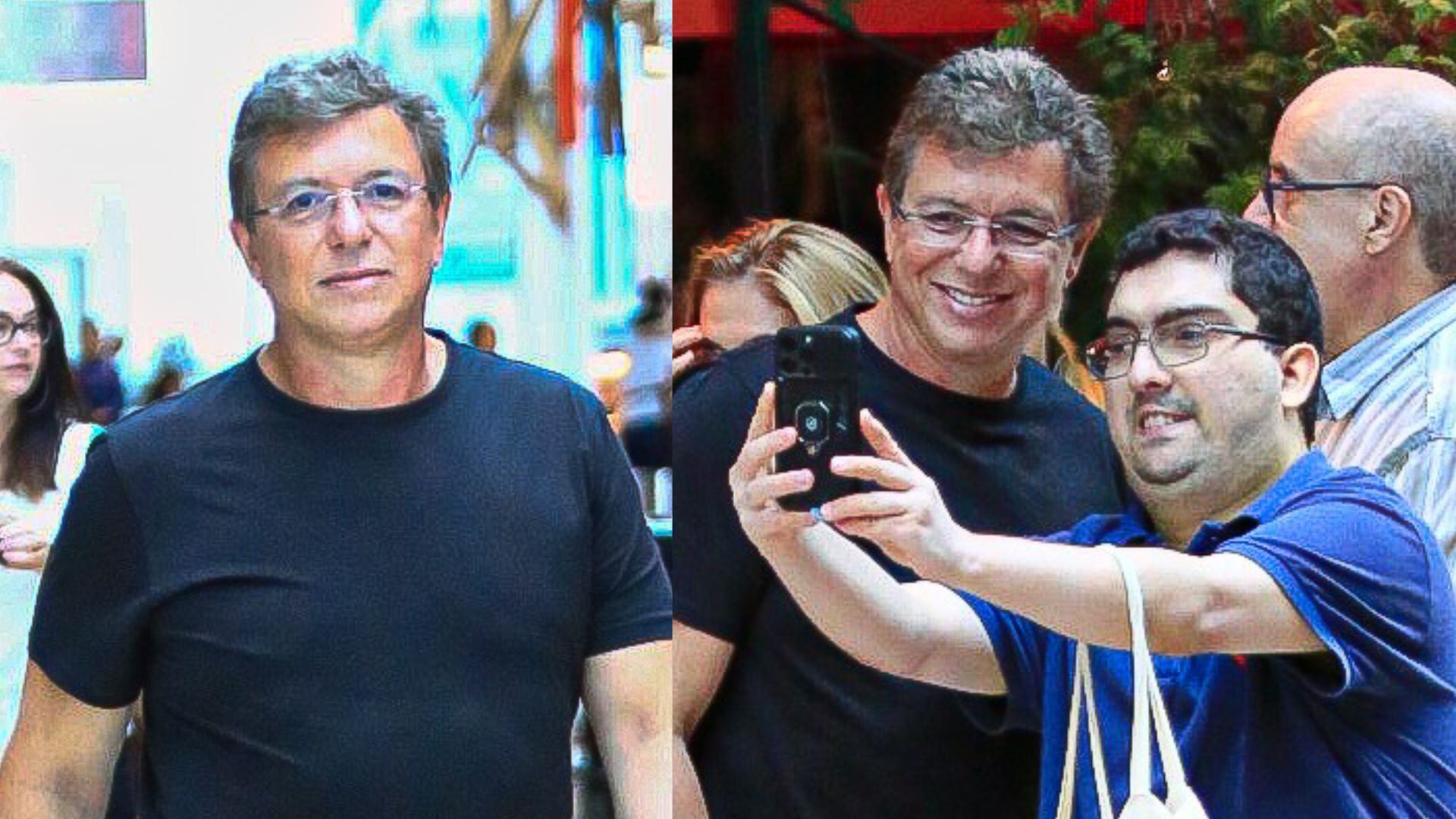 Boninho deixa a discrição de lado ao posar para selfie em shopping no Rio de Janeiro