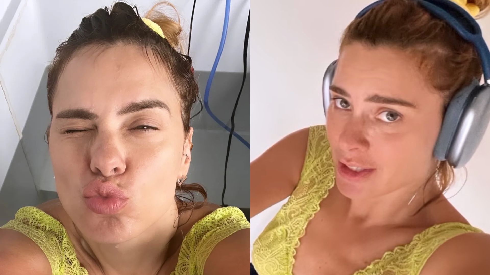 Carolina Dieckmann rouba a cena ao realizar treino matinal de lingerie