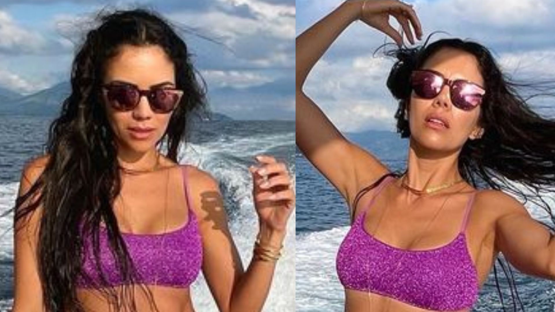 Daniela Albuquerque puxa biquíni até o limite e deixa virilha à mostra: “Sereia!”