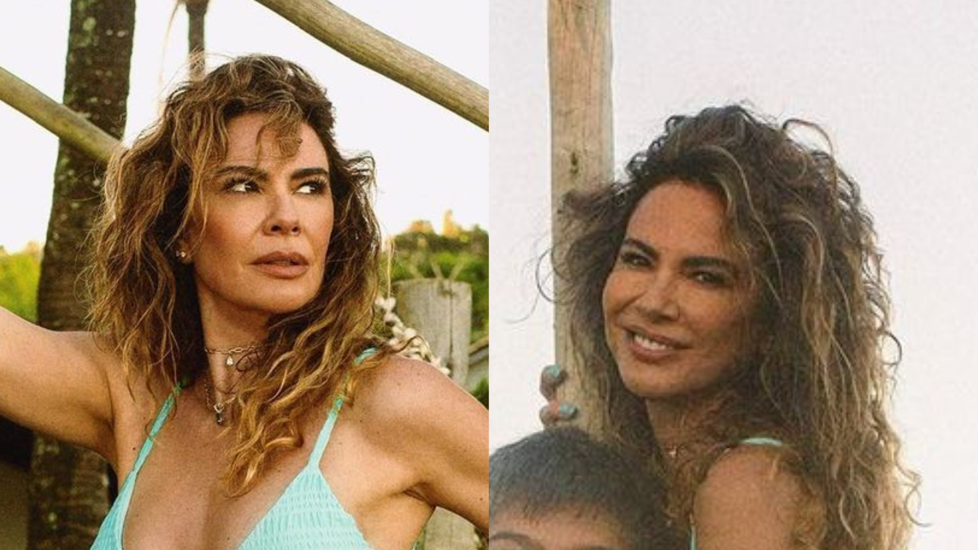 De biquíni, Luciana Gimenez posa com o filho caçula: ”Começando do melhor jeito”