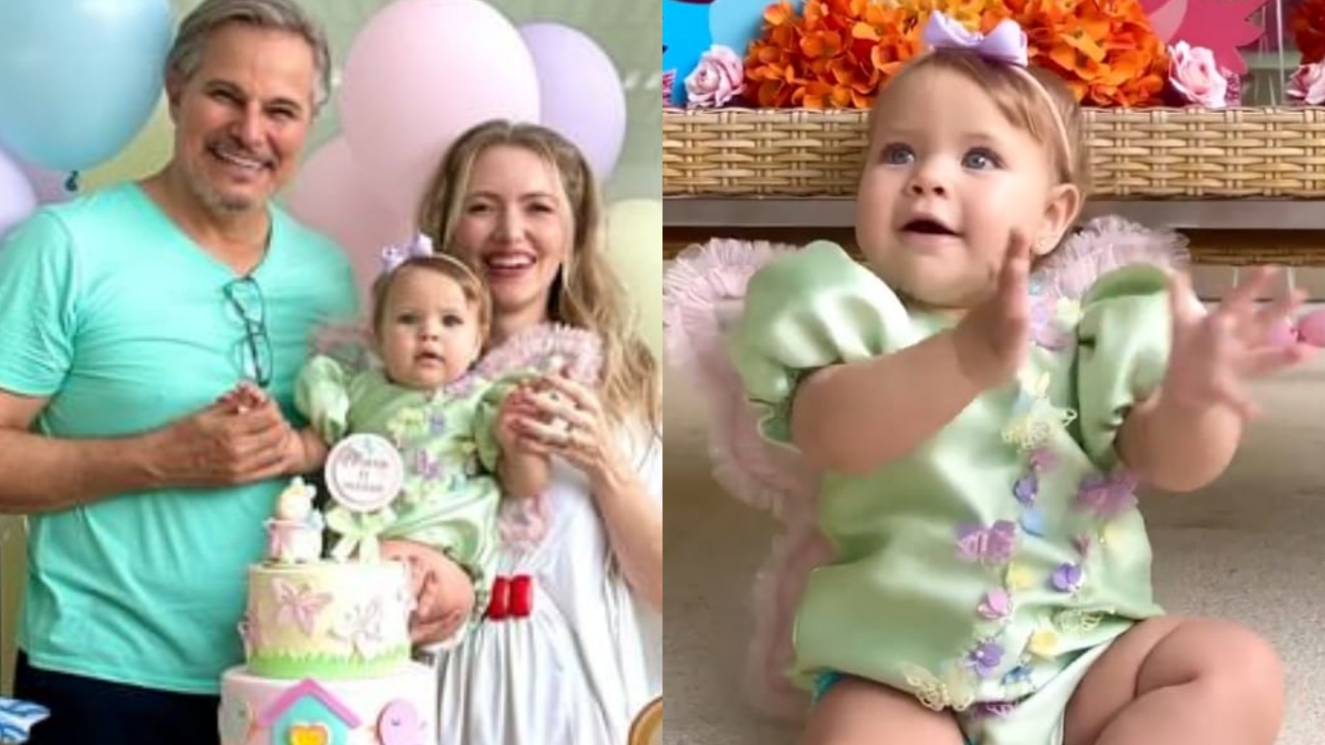 Edson Celulari e Karin Roepke mostram detalhes da festa de 11 meses da filha: “Nossa borboletinha”
