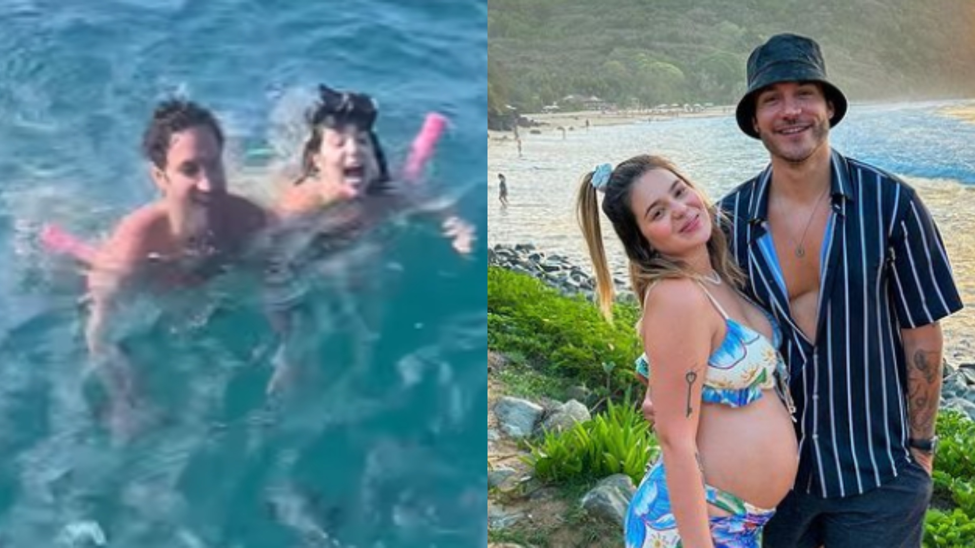 Grávida, Viih Tube e Eliezer nadam com tubarões em viagem por Fernando de Noronha