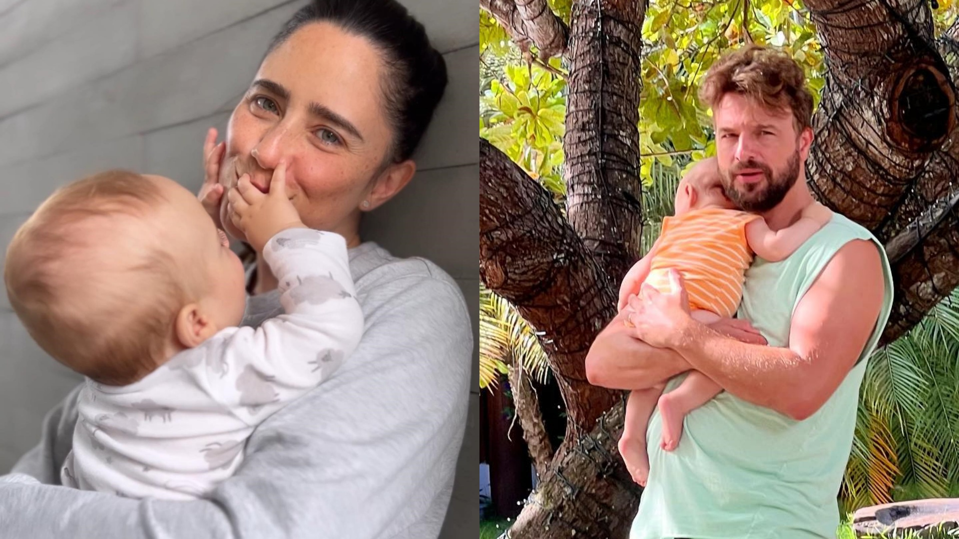 Na Bahia, Fernanda Vasconcellos e Cássio Reis celebram o sétimo mês do filho