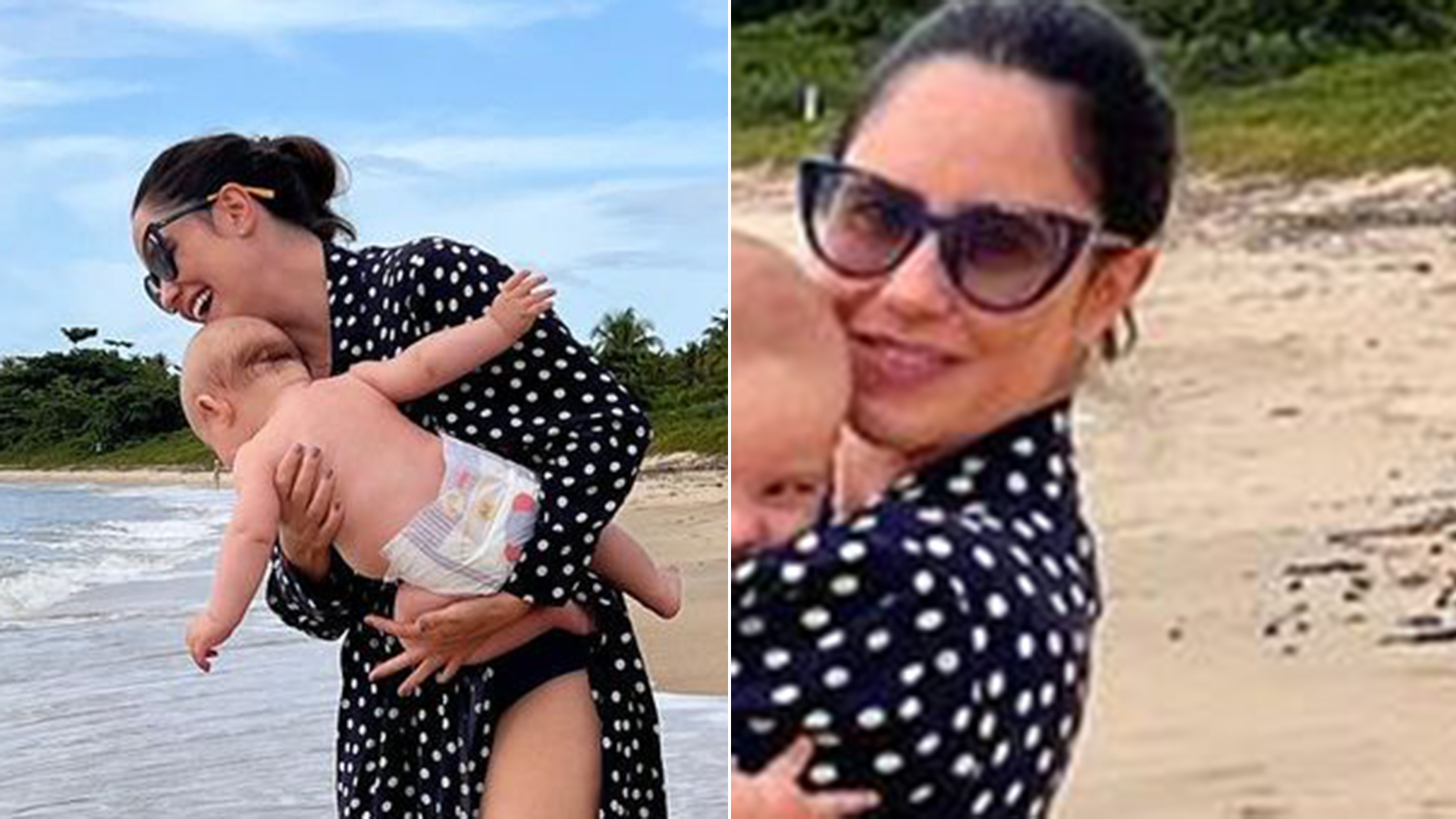 Fernanda Vasconcellos explode o fofurômetro ao posar com o filho na praia