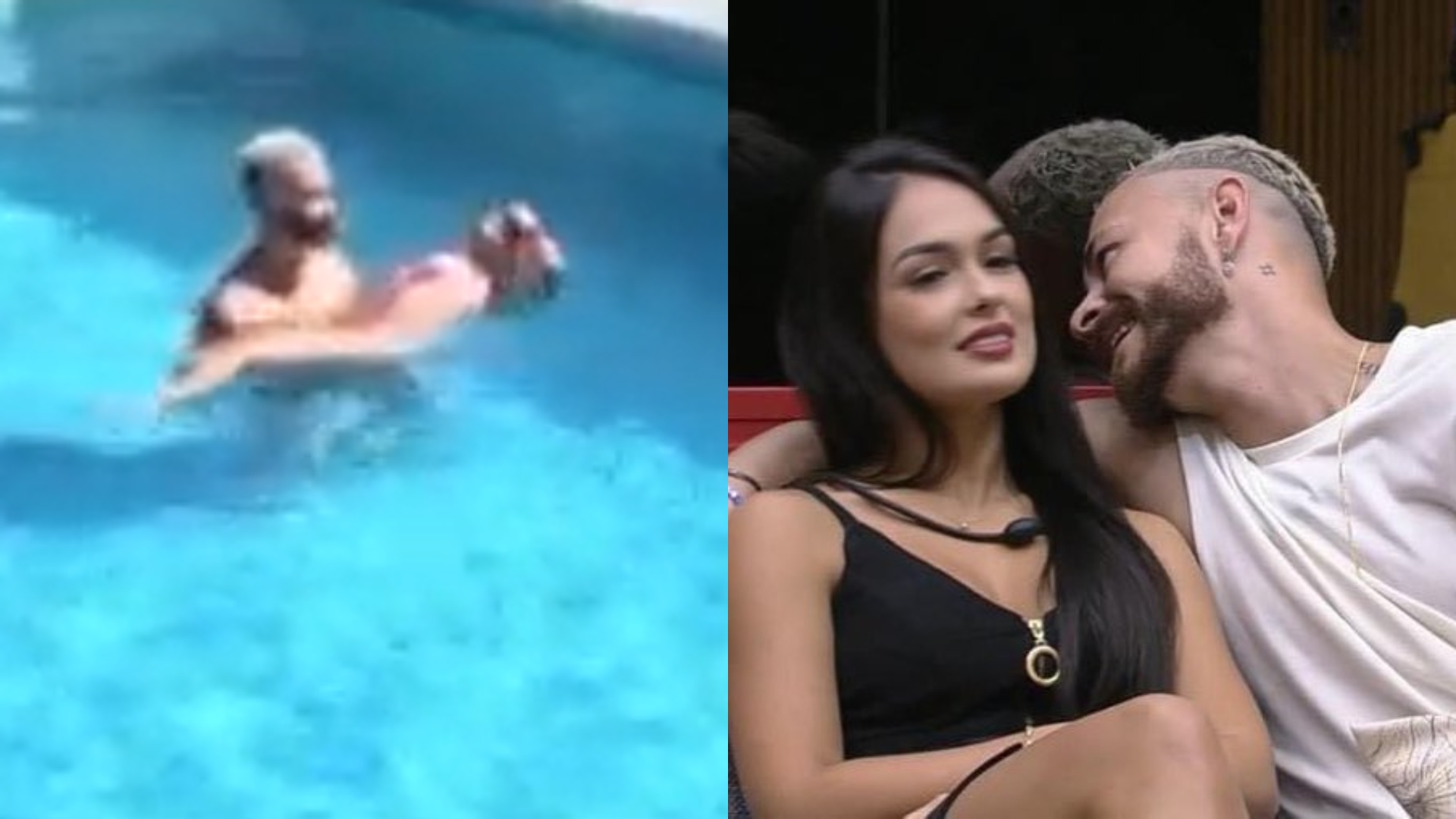BBB23: De biquíni fio-dental, Larissa troca carícias com Fred dentro da piscina