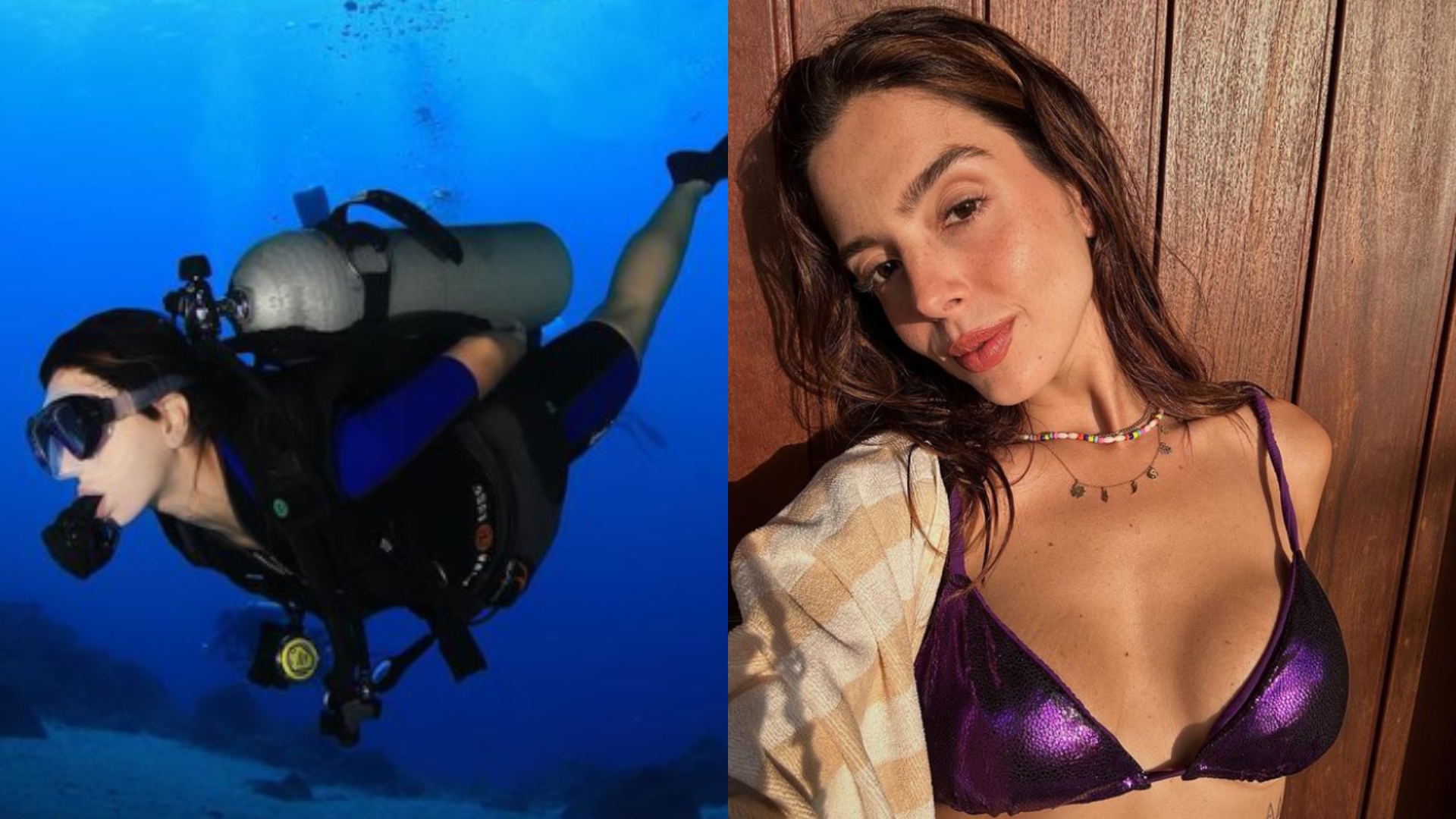 Giovanna Lancellotti encanta fãs ao mergulhar com arraias em Fernando de Noronha
