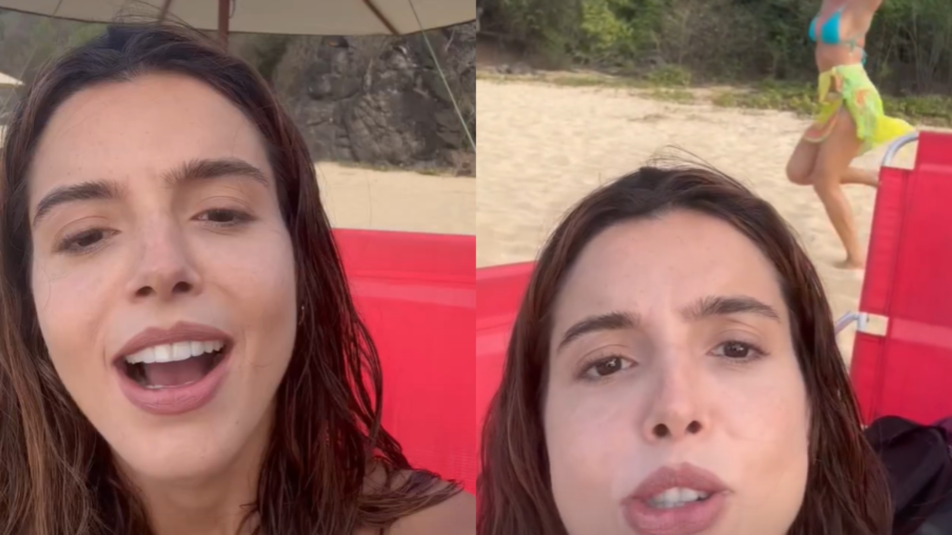 Giovanna Lancellotti toma sol em Noronha enquanto Grazi Massafera corre na praia