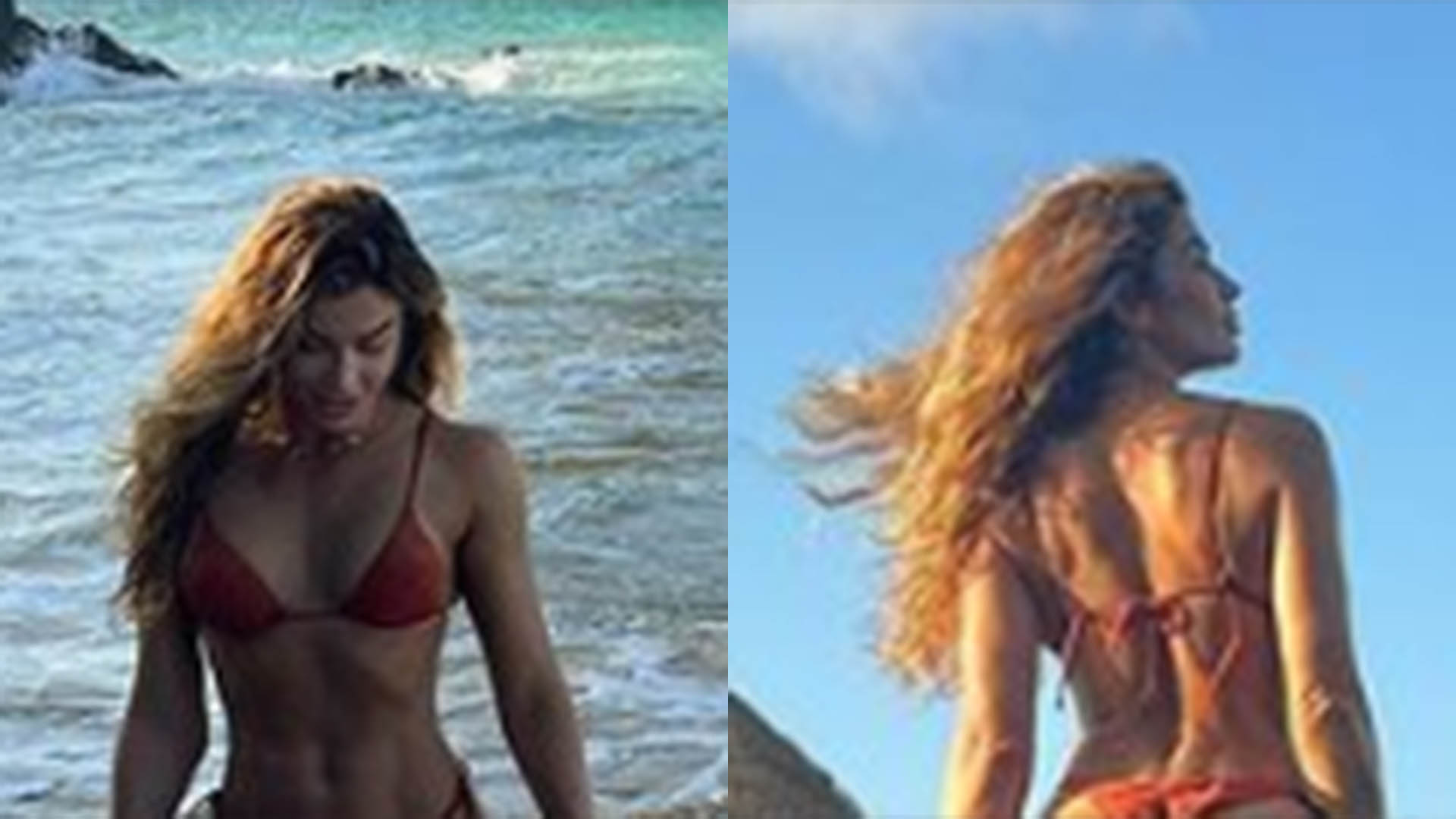 De biquíni fio-dental, Grazi Massafera empina o bumbum em Noronha