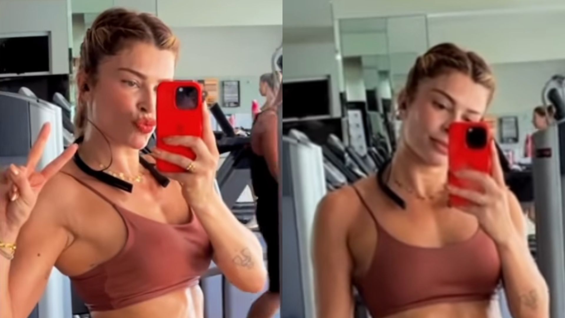 Grazi Massafera exibe bumbum redondinho em look coladinho na academia: “Teve!”