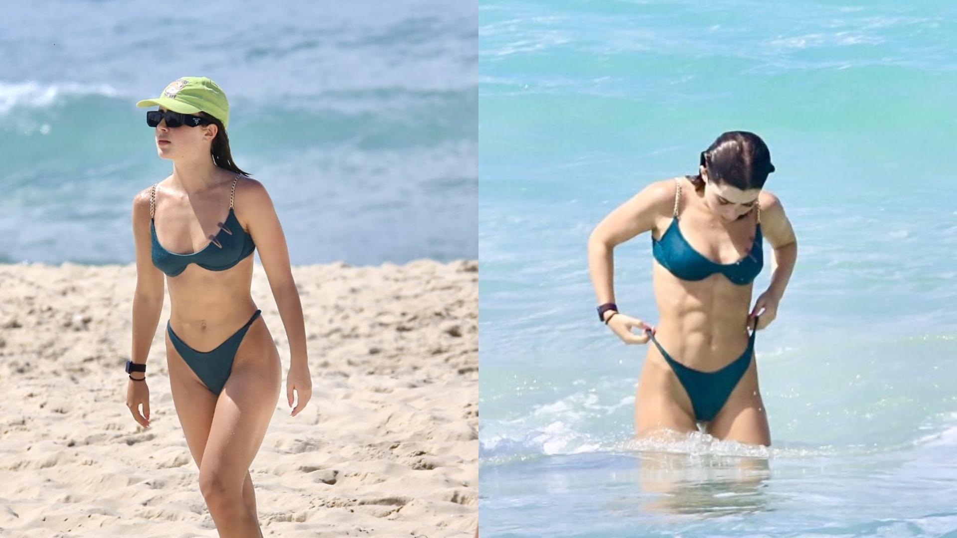 De biquíni, Jade Picon ostenta tanquinho em dia de curtição na praia