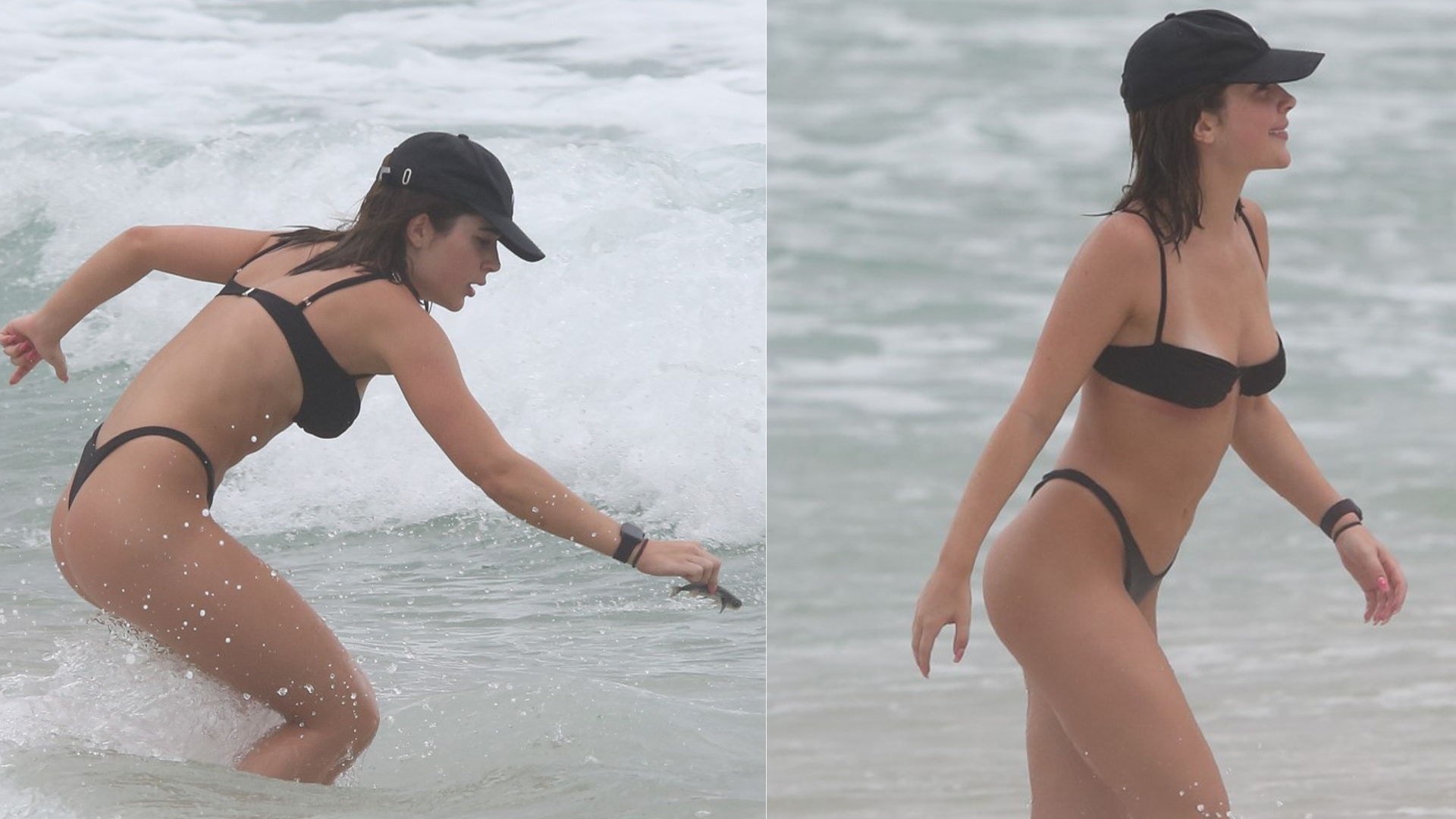 Jade Picon faz boa ação e devolve peixe ao mar em praia do Rio
