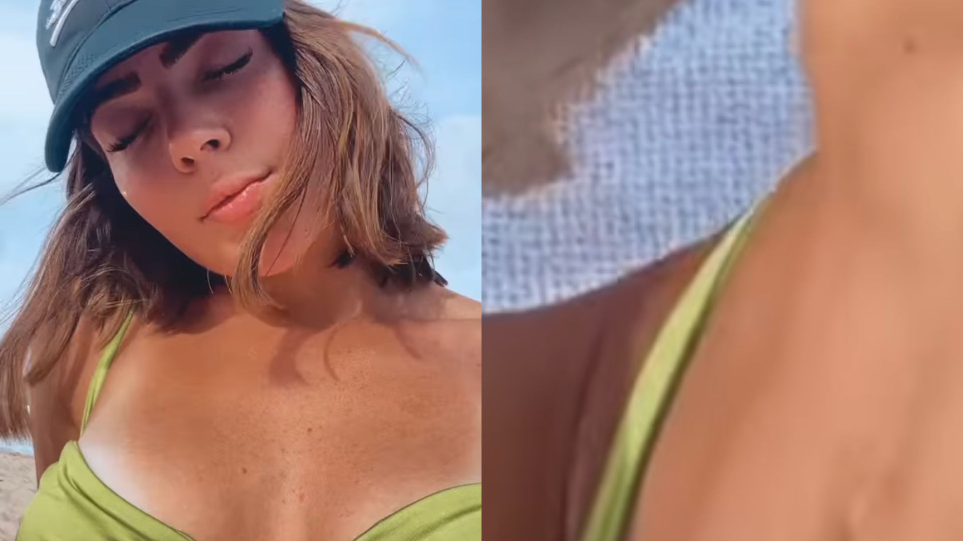 Jade Picon puxa biquíni fio-dental até o limite e marquinha fica em evidência