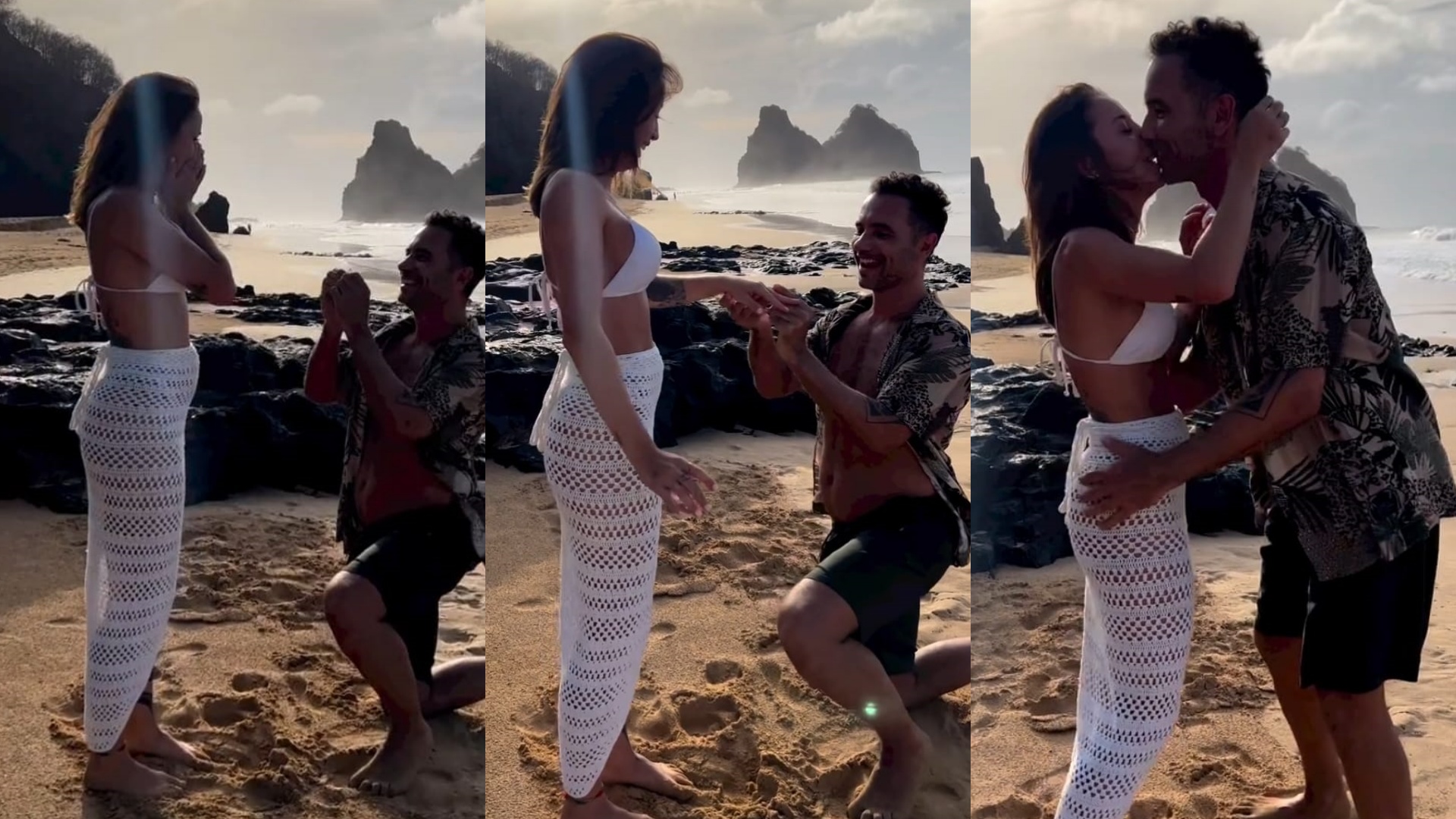 Marco Luque compartilha vídeo com detalhes do pedido de casamento: “Ela disse sim”