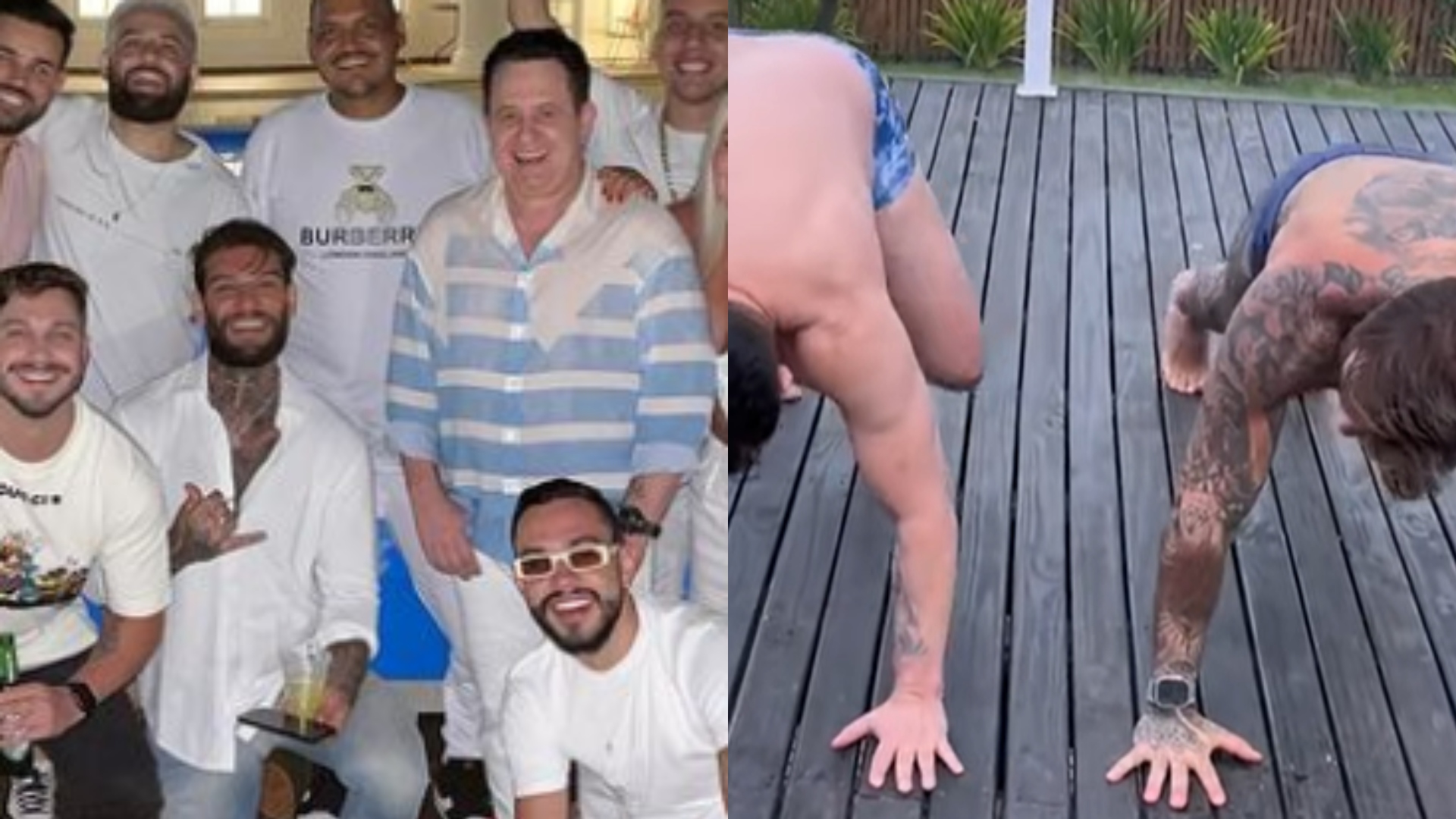 Marrone e Lucas Lucco disputam flexões; Veja quem ganhou
