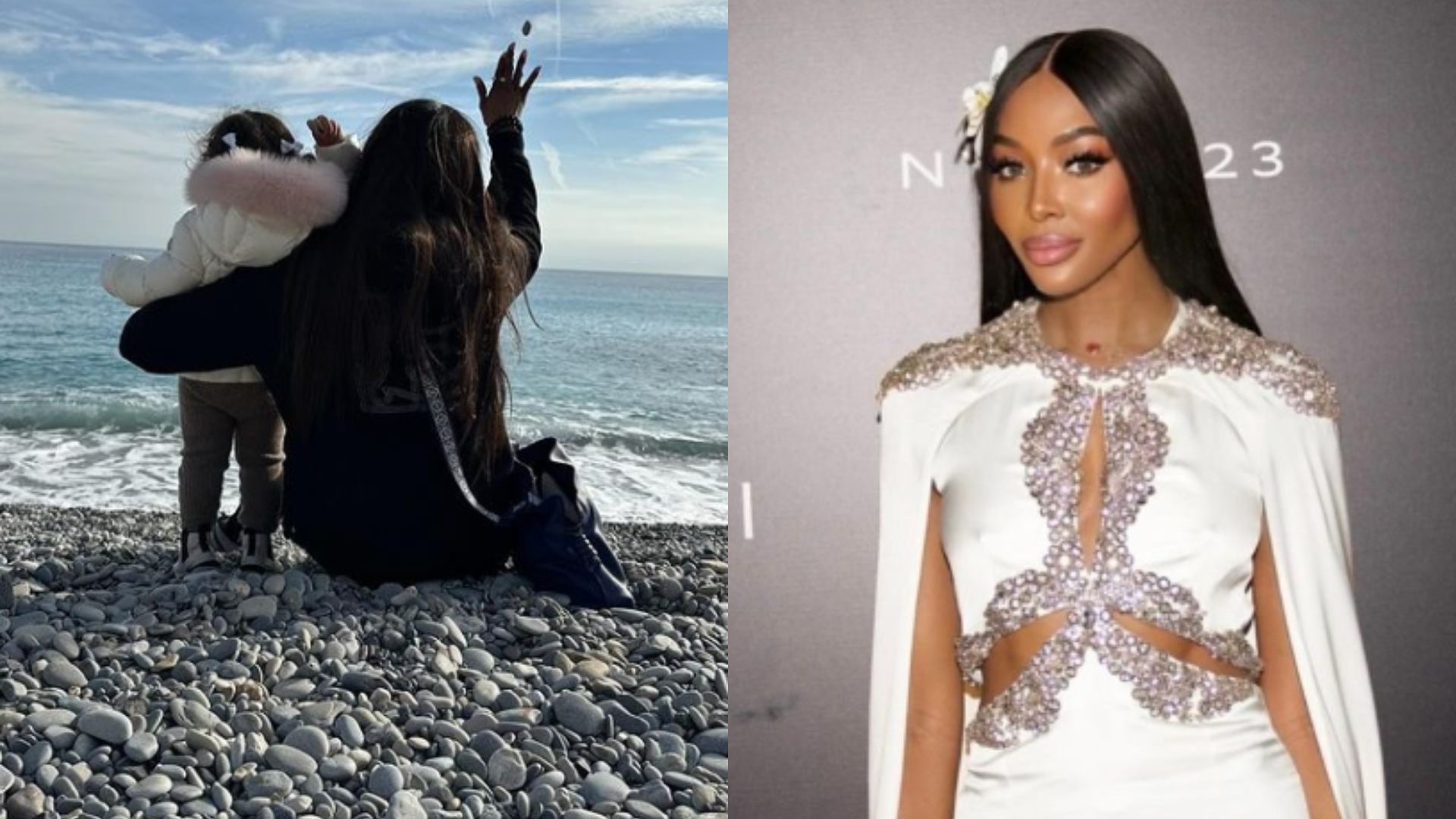 Naomi Campbell mostra foto rara com filha de 1 ano