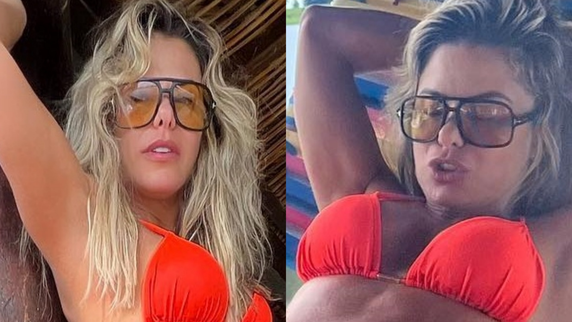 Aos 46 anos, Poliana Rocha ostenta barriga negativa em cliques de biquíni: “Espetáculo de mulher”