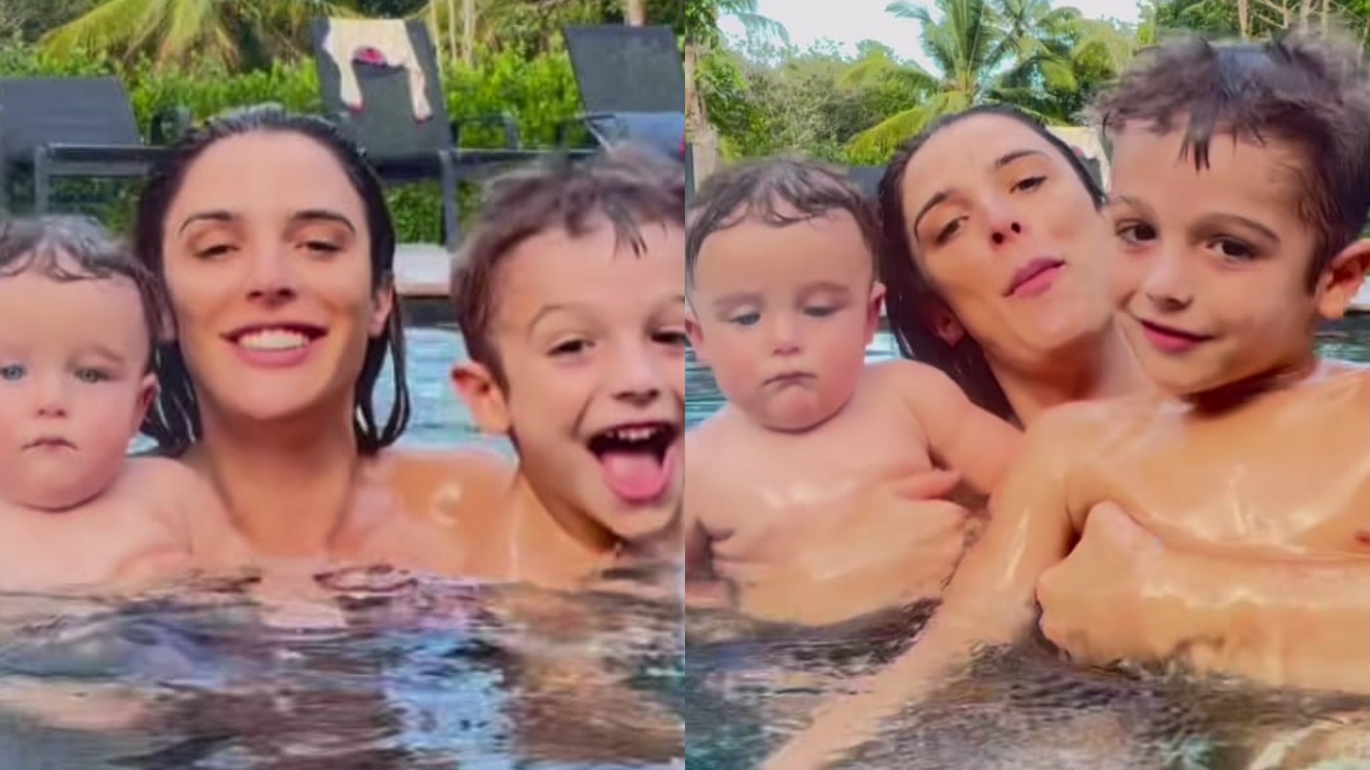 Rafa Brites curte dia na piscina ao lado dos filhos, Rocco e Leon: “Uma delícia”