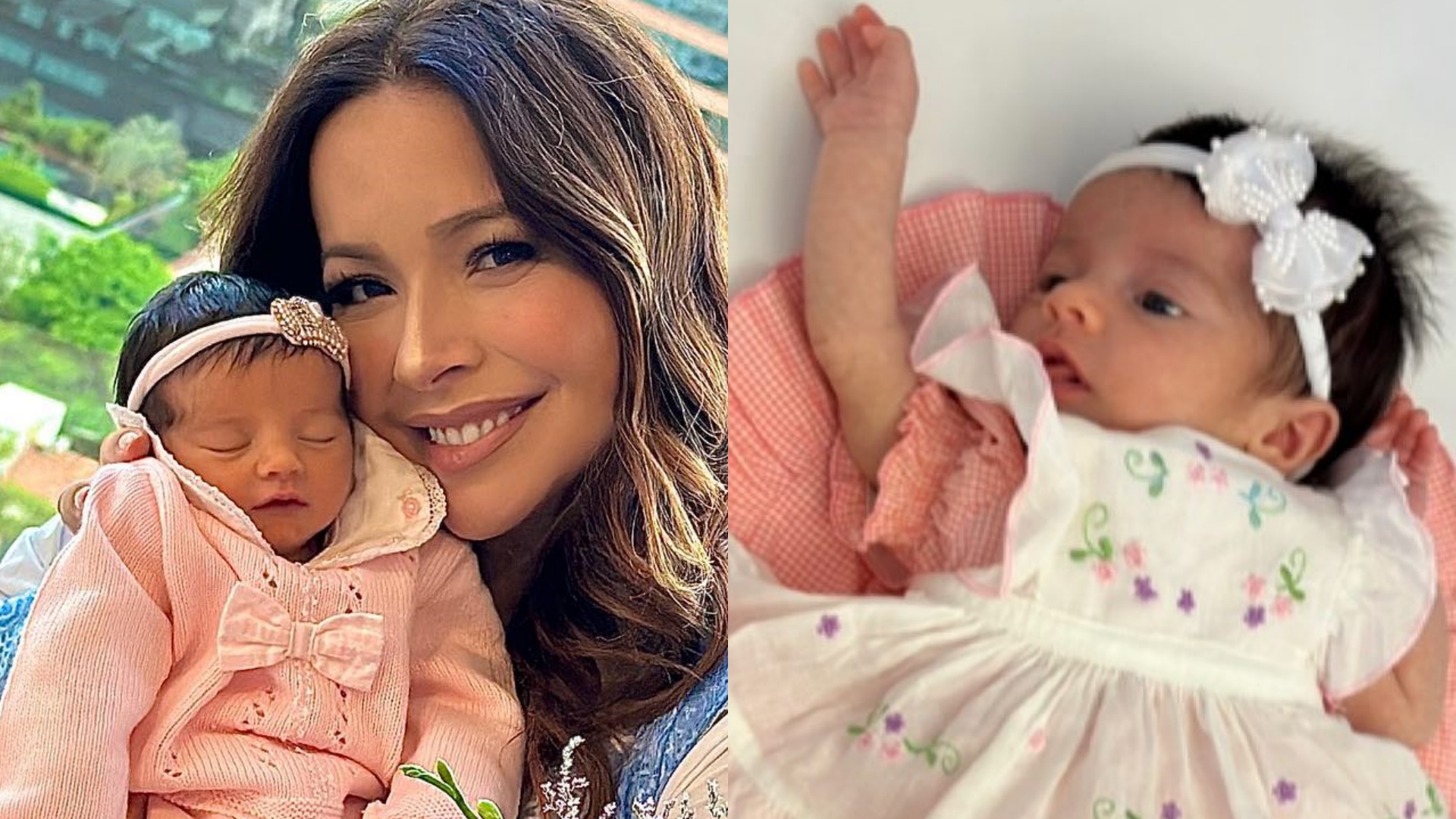 Renata Dominguez veste a filha com roupa de quando era bebê: “42 anos depois”