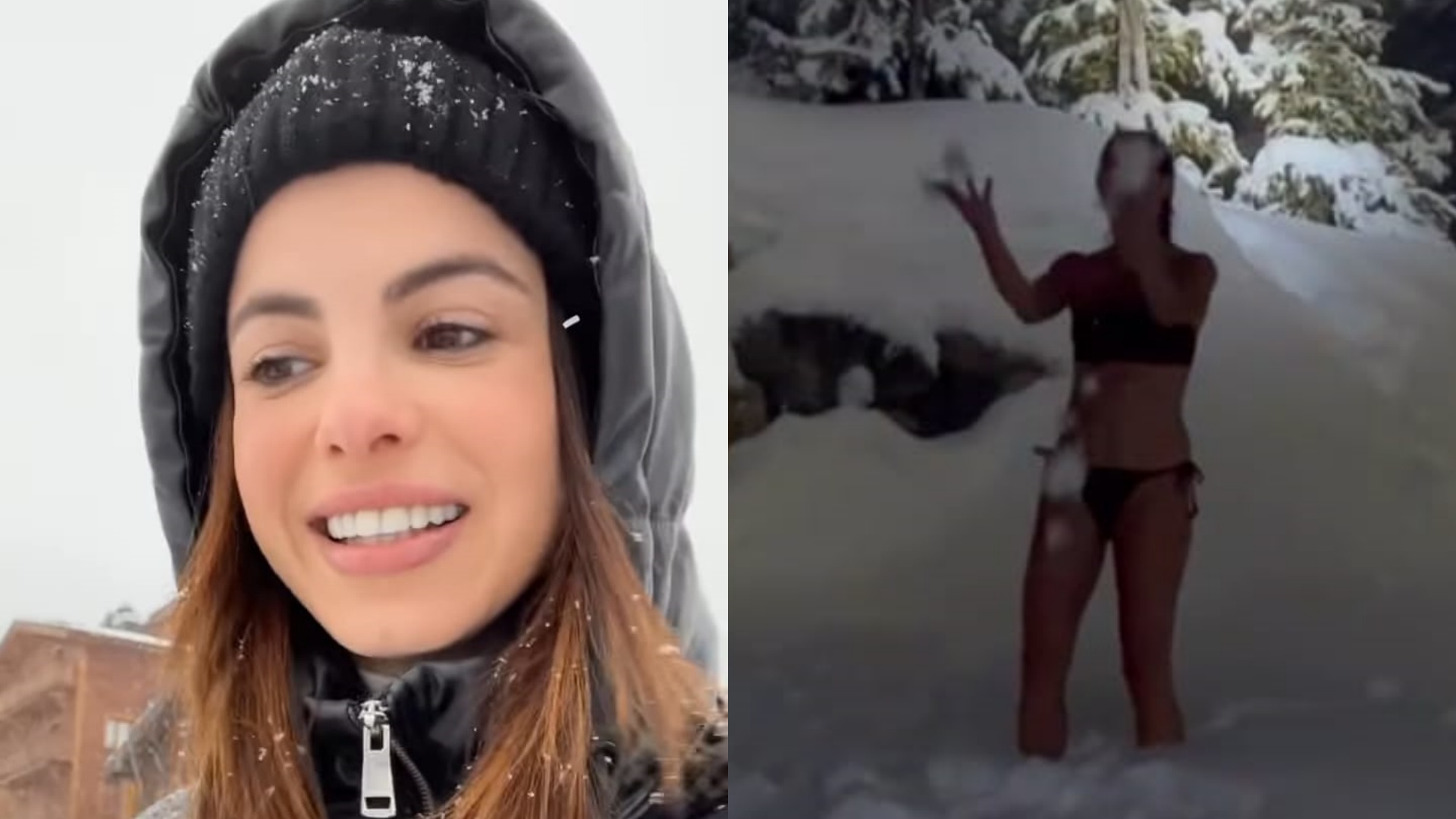 Durante viagem, Sthefany Brito impressiona ao surgir de biquíni na neve