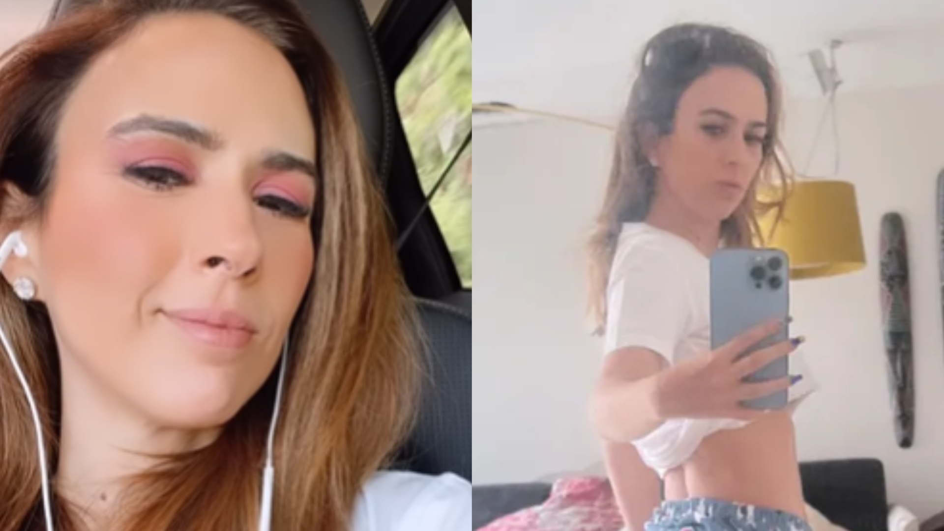 Tata Werneck posa de pijama e brinca ao deixar bumbum à mostra: ”Jogo dos 7 regos”