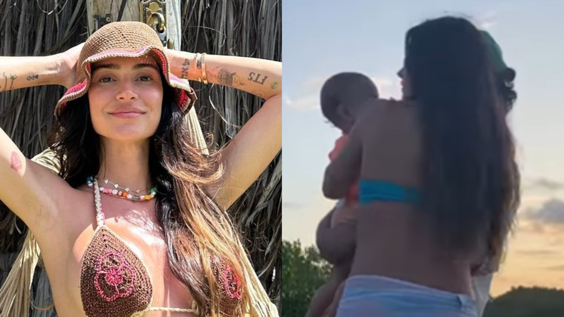 Grávida, Thaila Ayala mostra o barrigão em viagem com Renato Góes e o filho