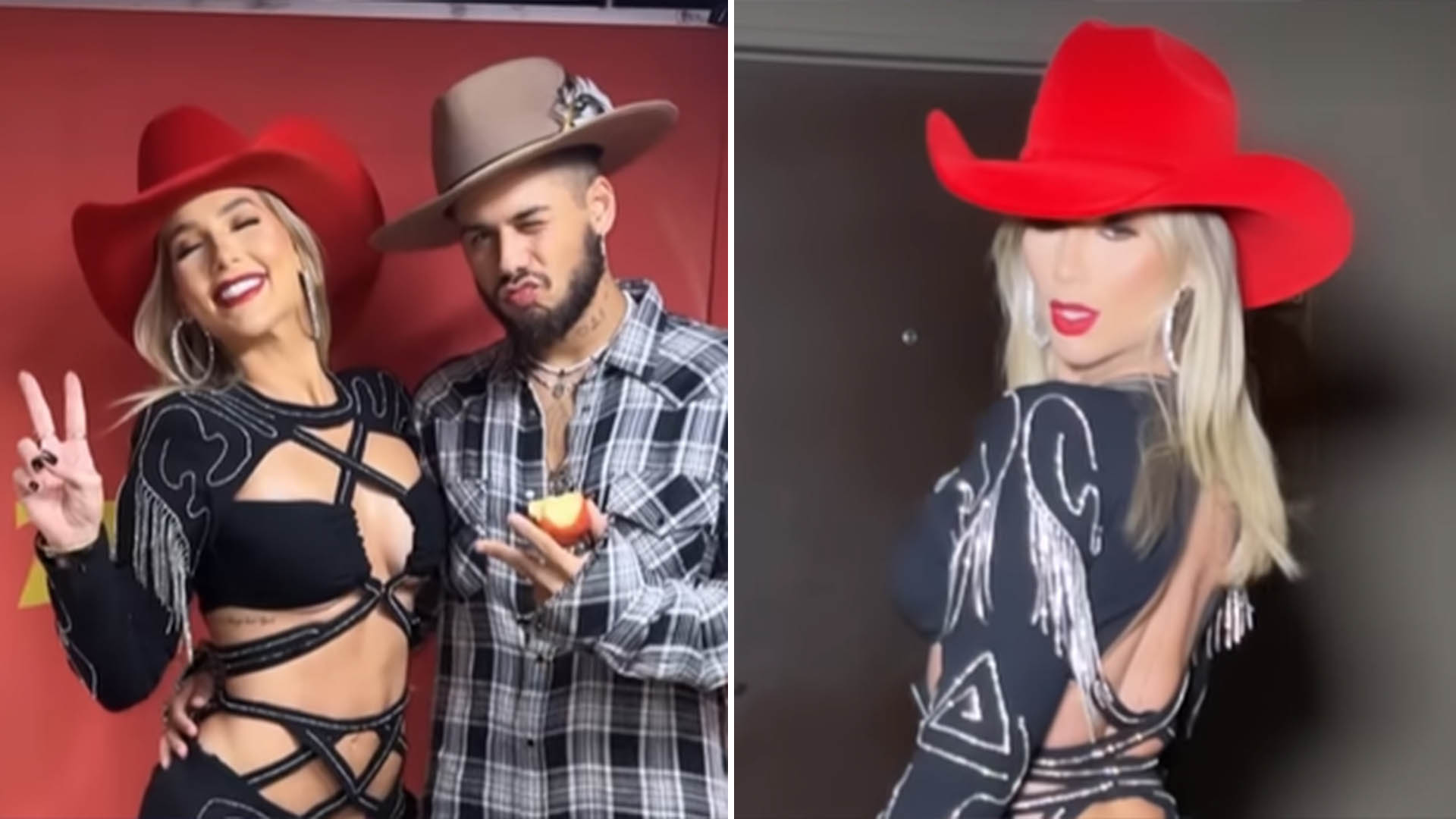 Virginia Fonseca quase mostra demais com saia no limite no show do marido