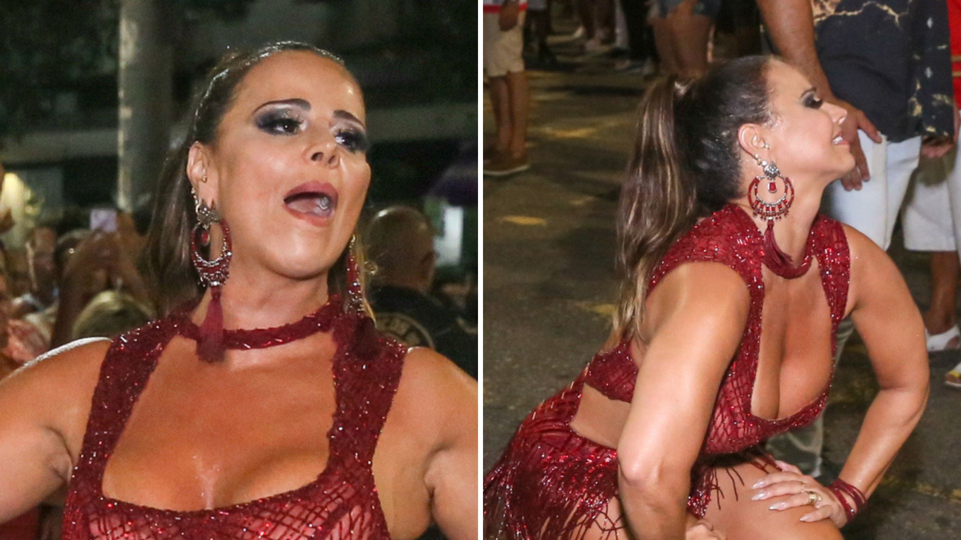 Ela secou! Viviane Araújo escolhe vestidinho vazado e deixa corpão totalmente à mostra