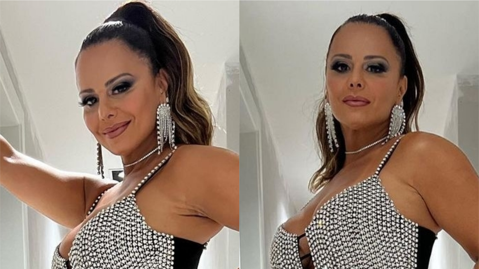 Viviane Araújo surge poderosa com look brilhoso e convida: “Vamos sambar”