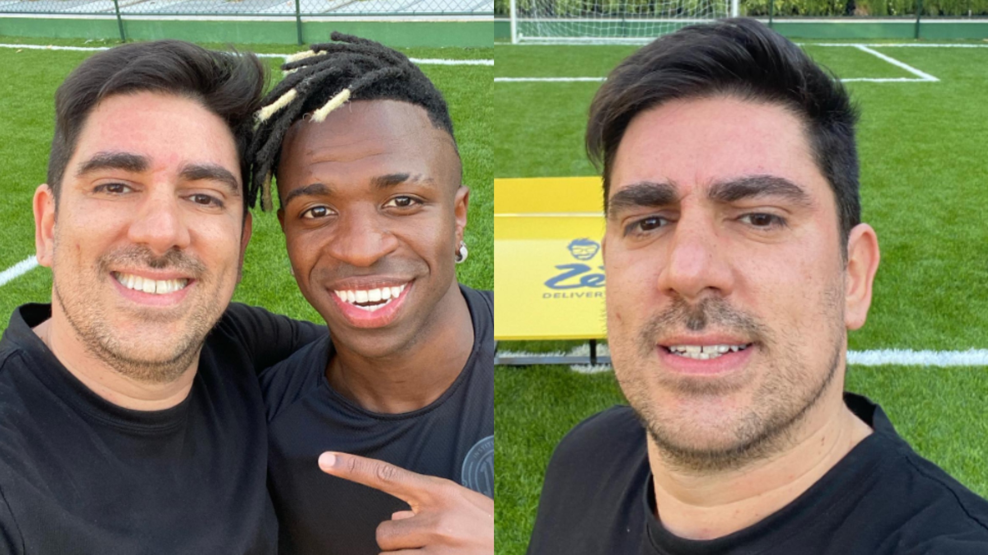 Marcelo Adnet bate bola ao lado de Vini Jr: ‘Futuro campeão do mundo’