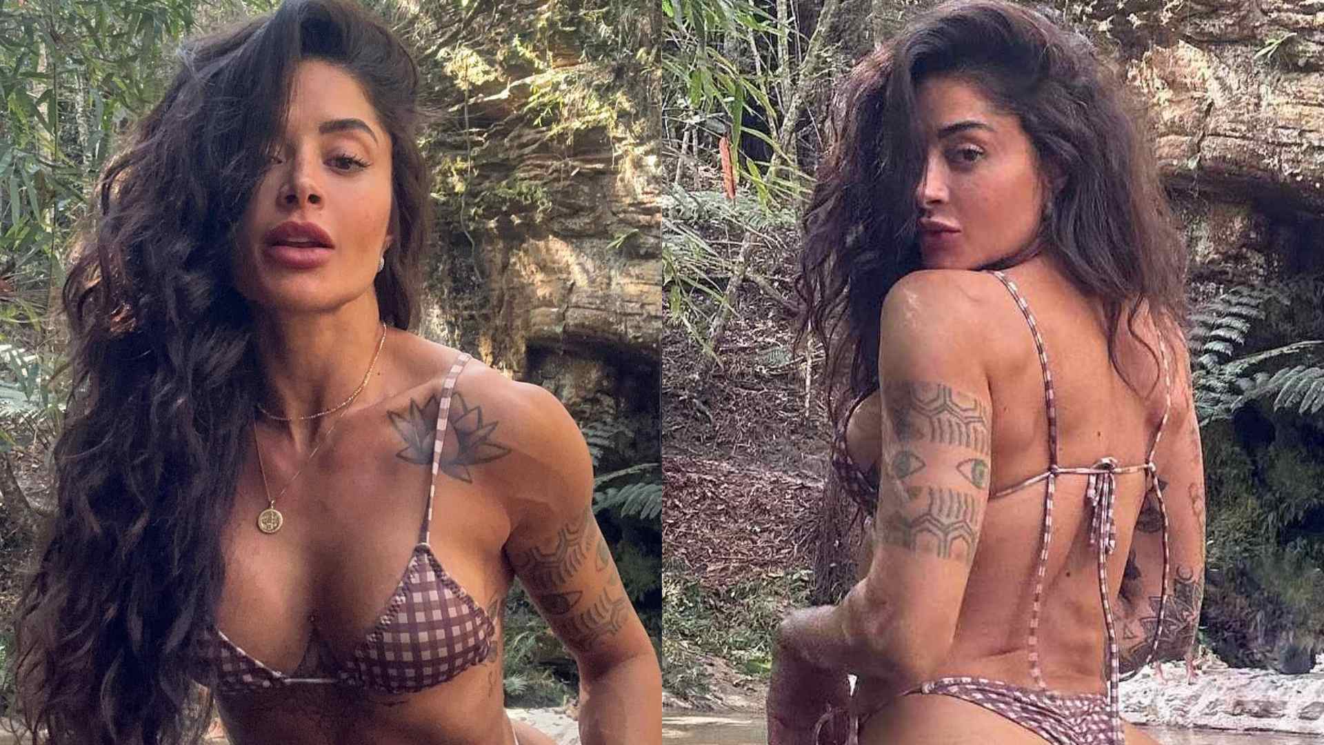 De biquíni fio-dental, Aline Campos ostenta bumbum impecável durante passeio: “Maravilhosa”