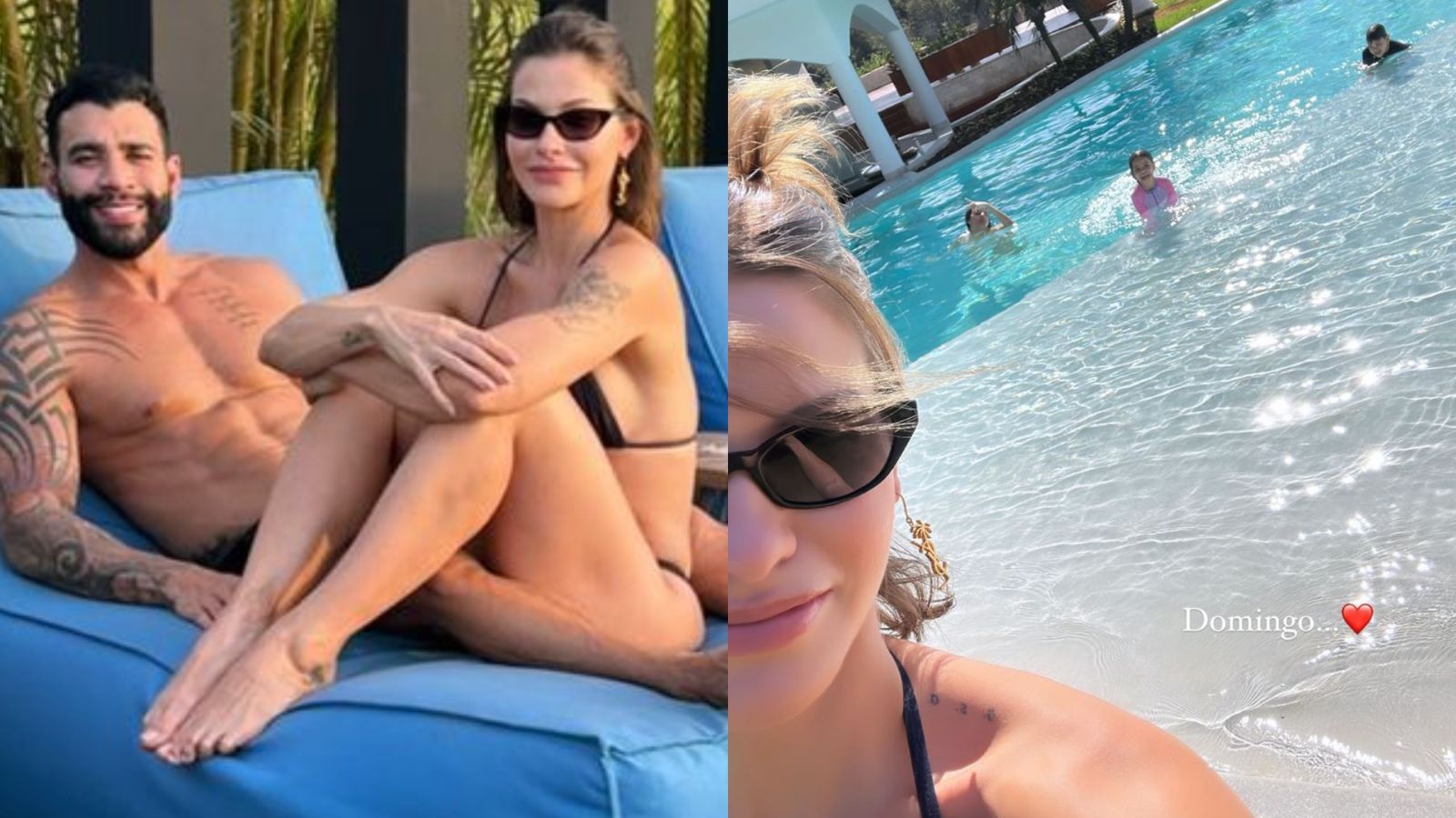 Gusttavo Lima e Andressa Suita curtem piscina com os filhos: “Colecionando memórias”