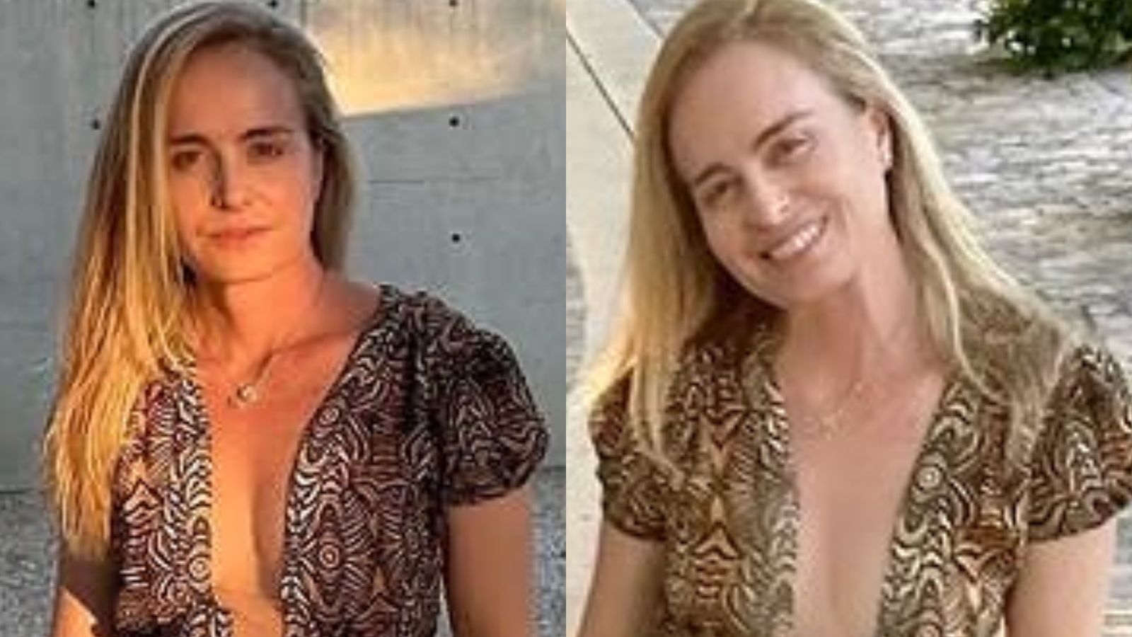 Angélica posa deslumbrante com vestido decotado durante viagem em família