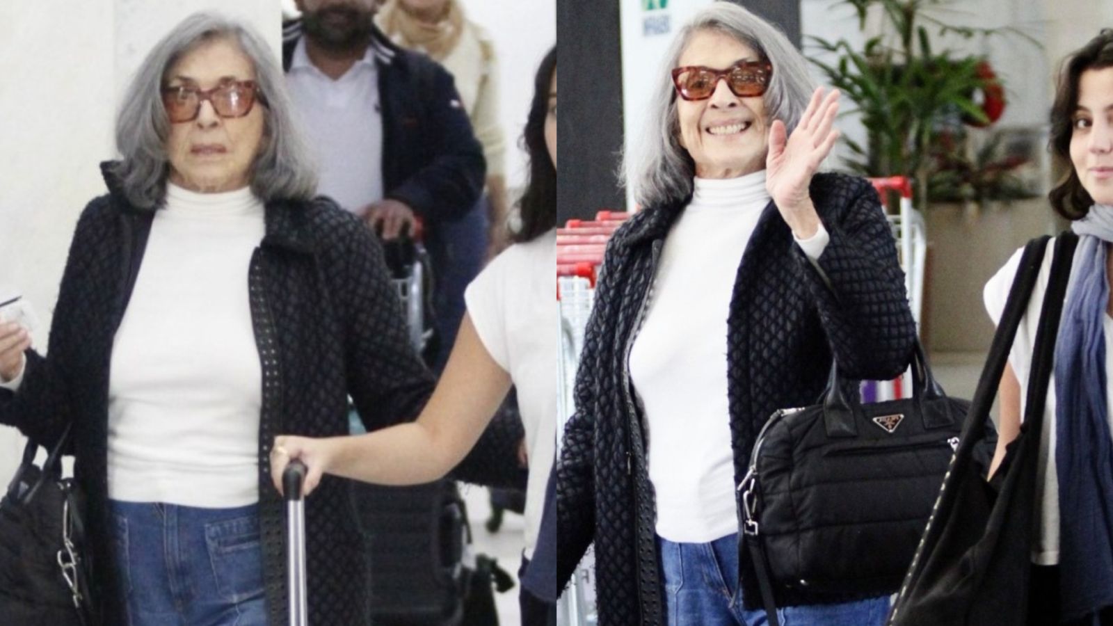 Família! Betty Faria faz rara aparição ao lado da neta em aeroporto