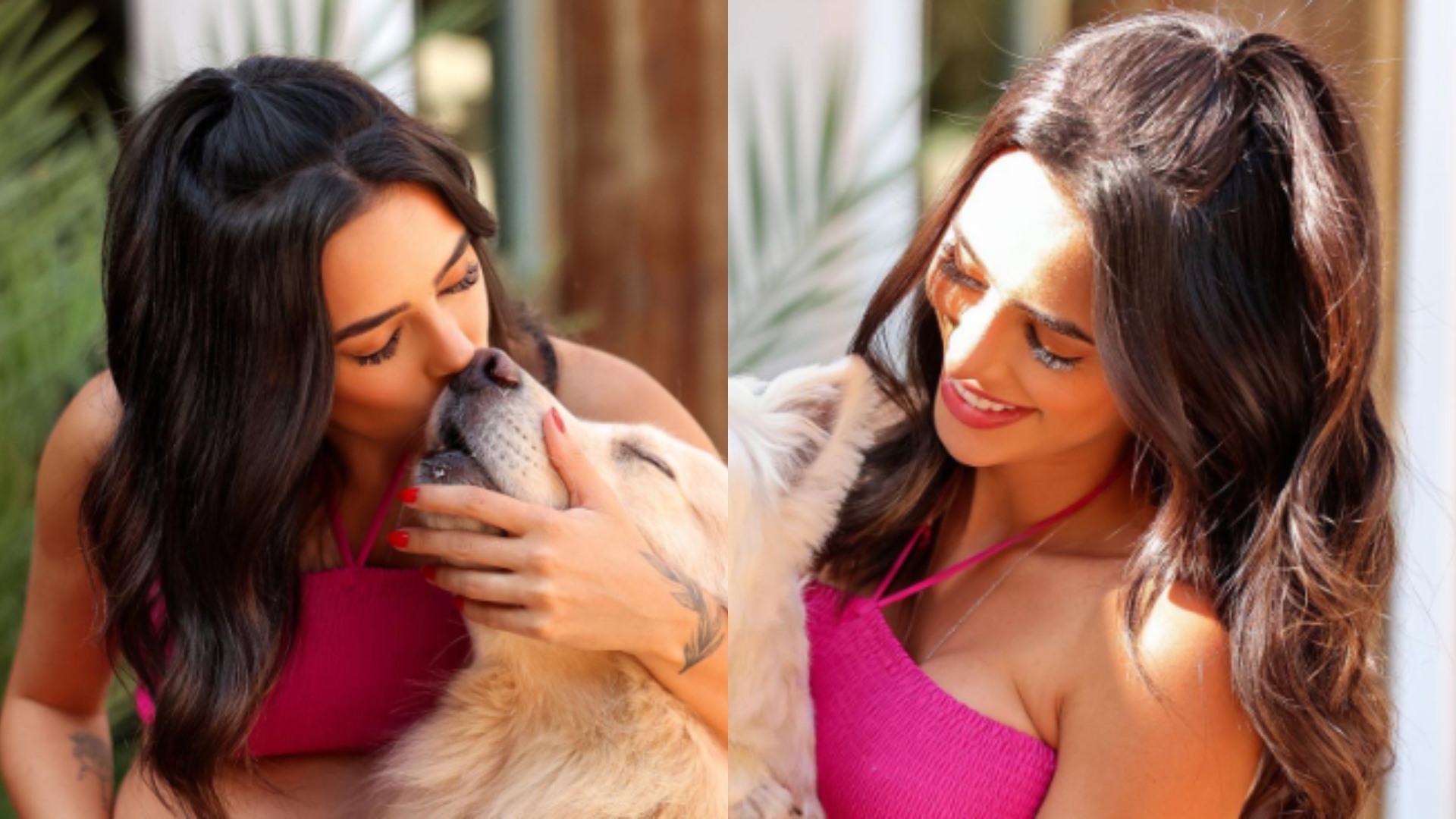 Grávida, Bruna Biancardi ostenta barrigão ao posar com cachorros: ‘Meus nenéns’