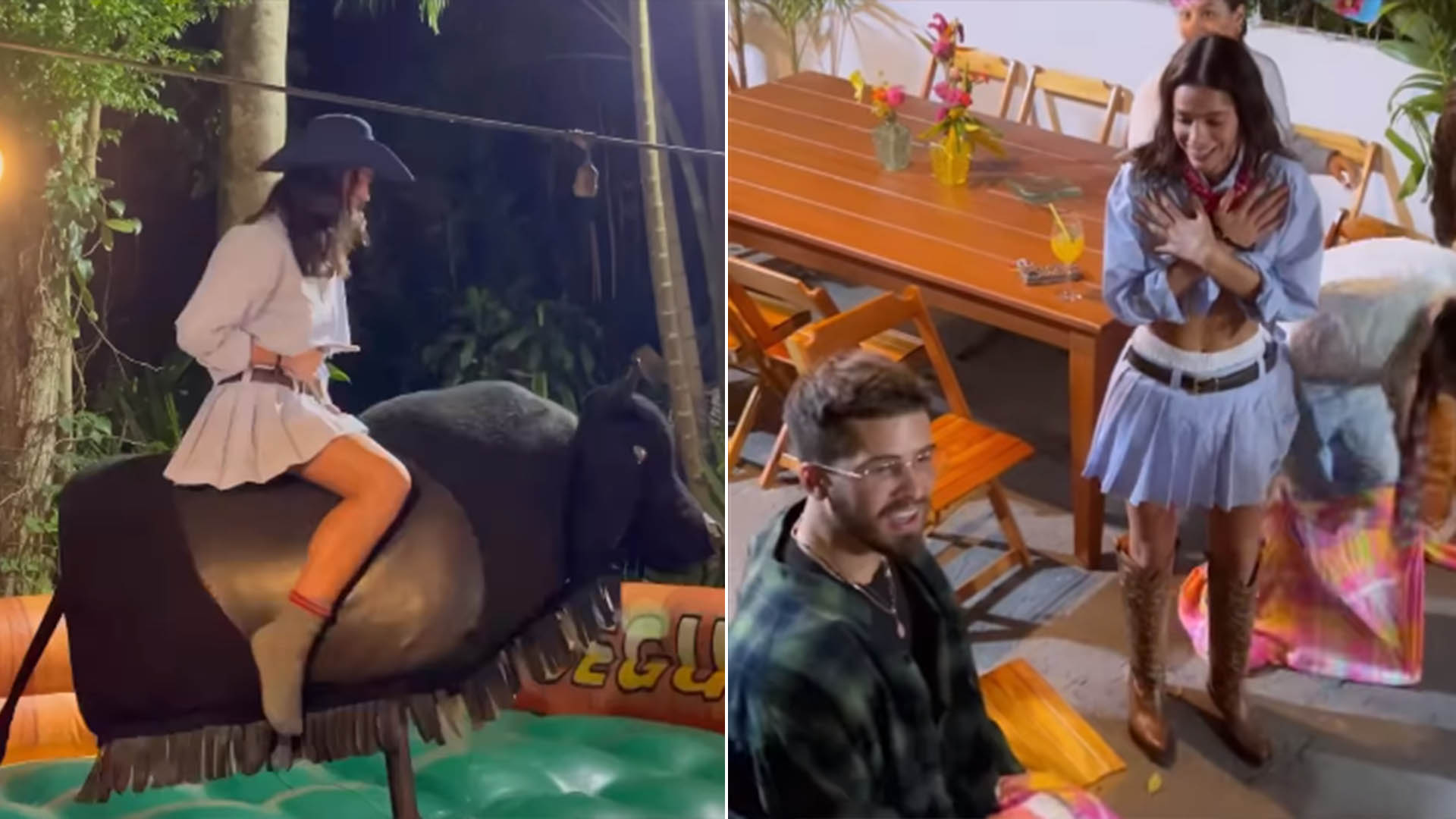 Bruna Marquezine e João Guilherme curtem festa junina com amigos