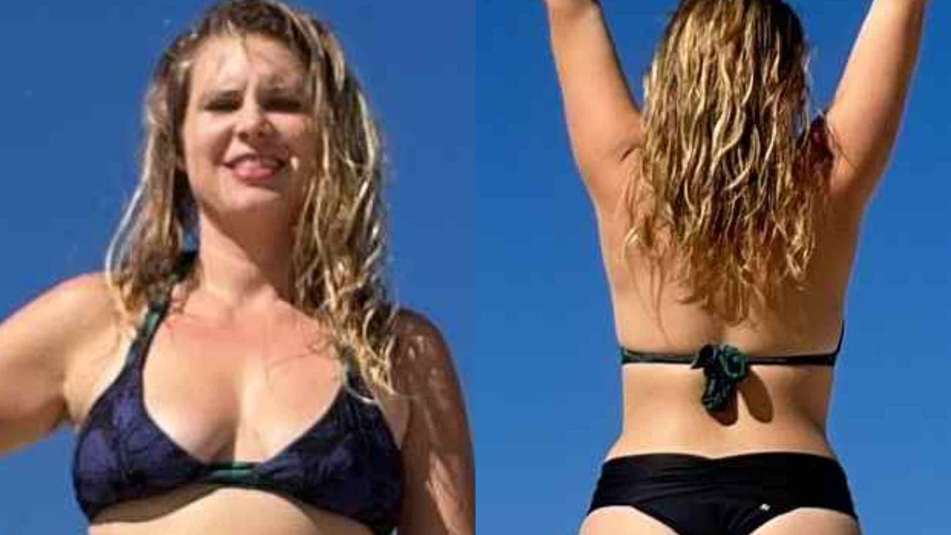 De biquíni, Carolinie Figueiredo exibe corpo real na praia: “Uma deusa”